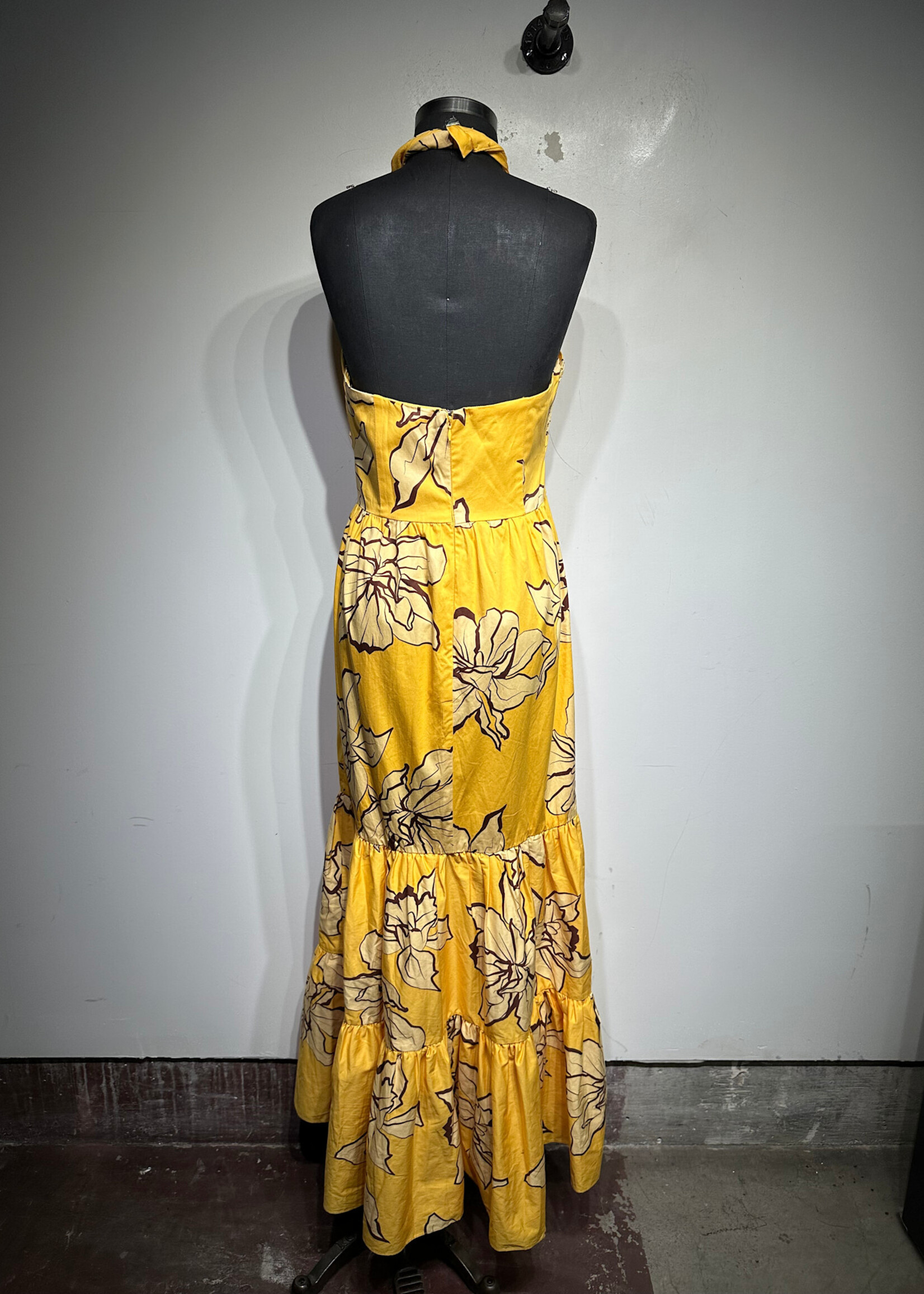 NWT Anthropologie Yellow Floral Dress Fem S