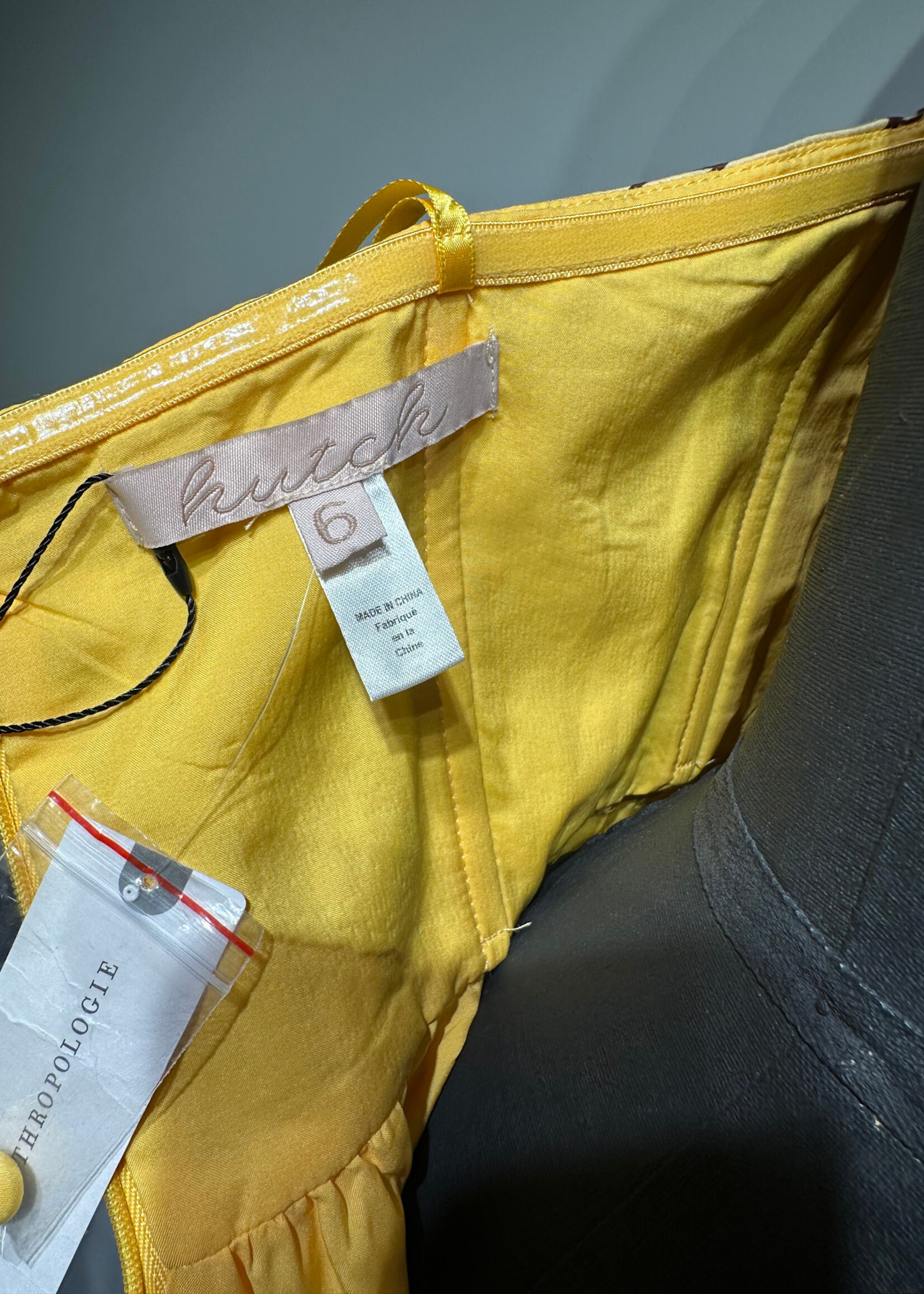 NWT Anthropologie Yellow Floral Dress Fem S