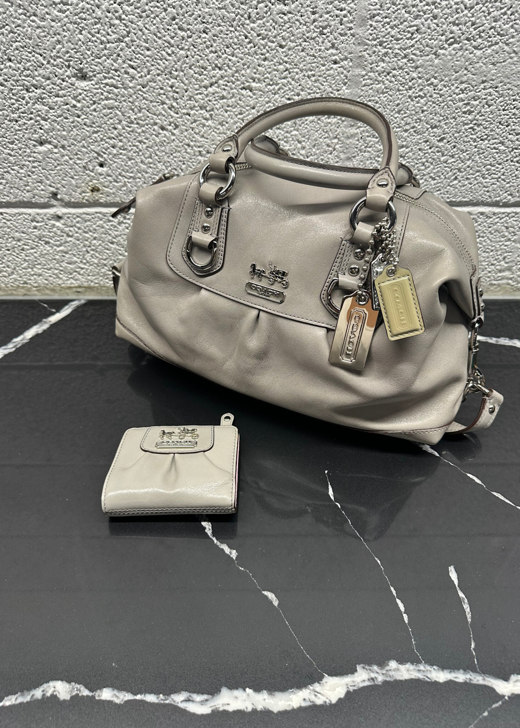 Coach Madison Sabrina Grey Satchel w Wallet
