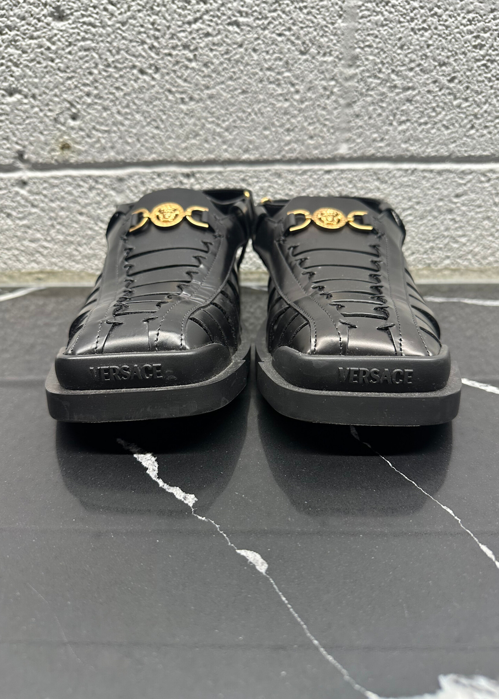 Versace Nero Medusa Leather Sandal 42/9