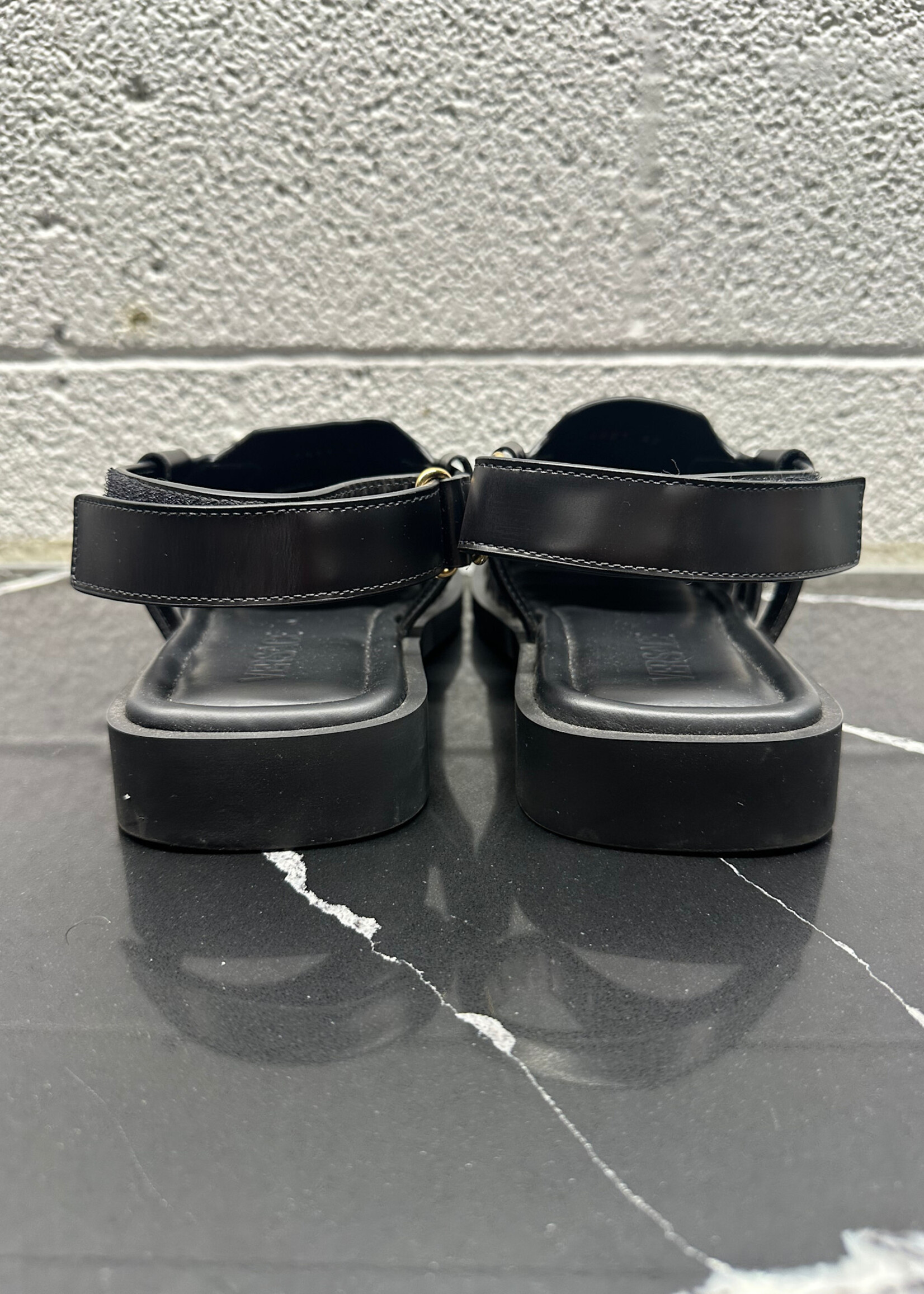 Versace Nero Medusa Leather Sandal 42/9