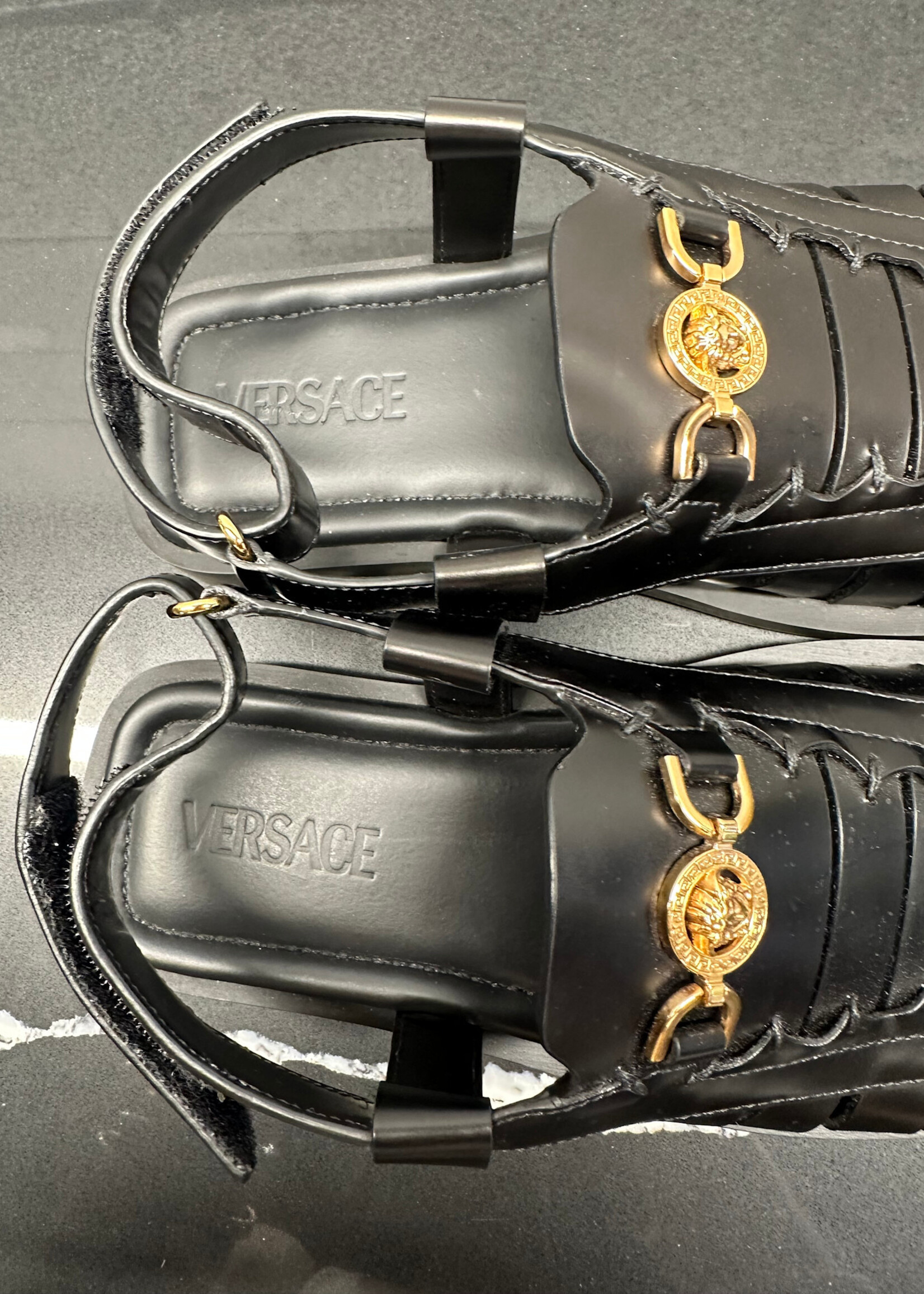 Versace Nero Medusa Leather Sandal 42/9