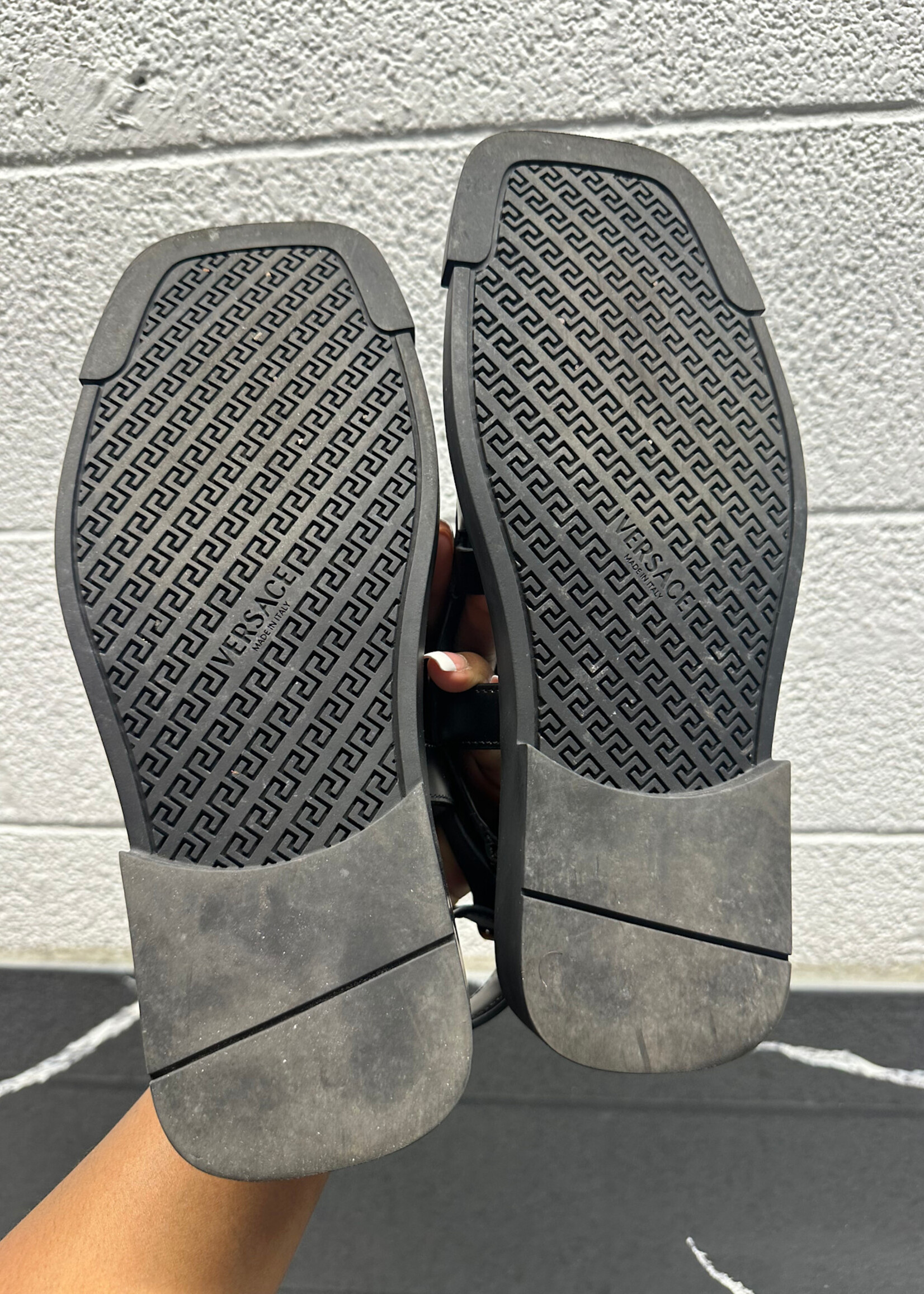 Versace Nero Medusa Leather Sandal 42/9