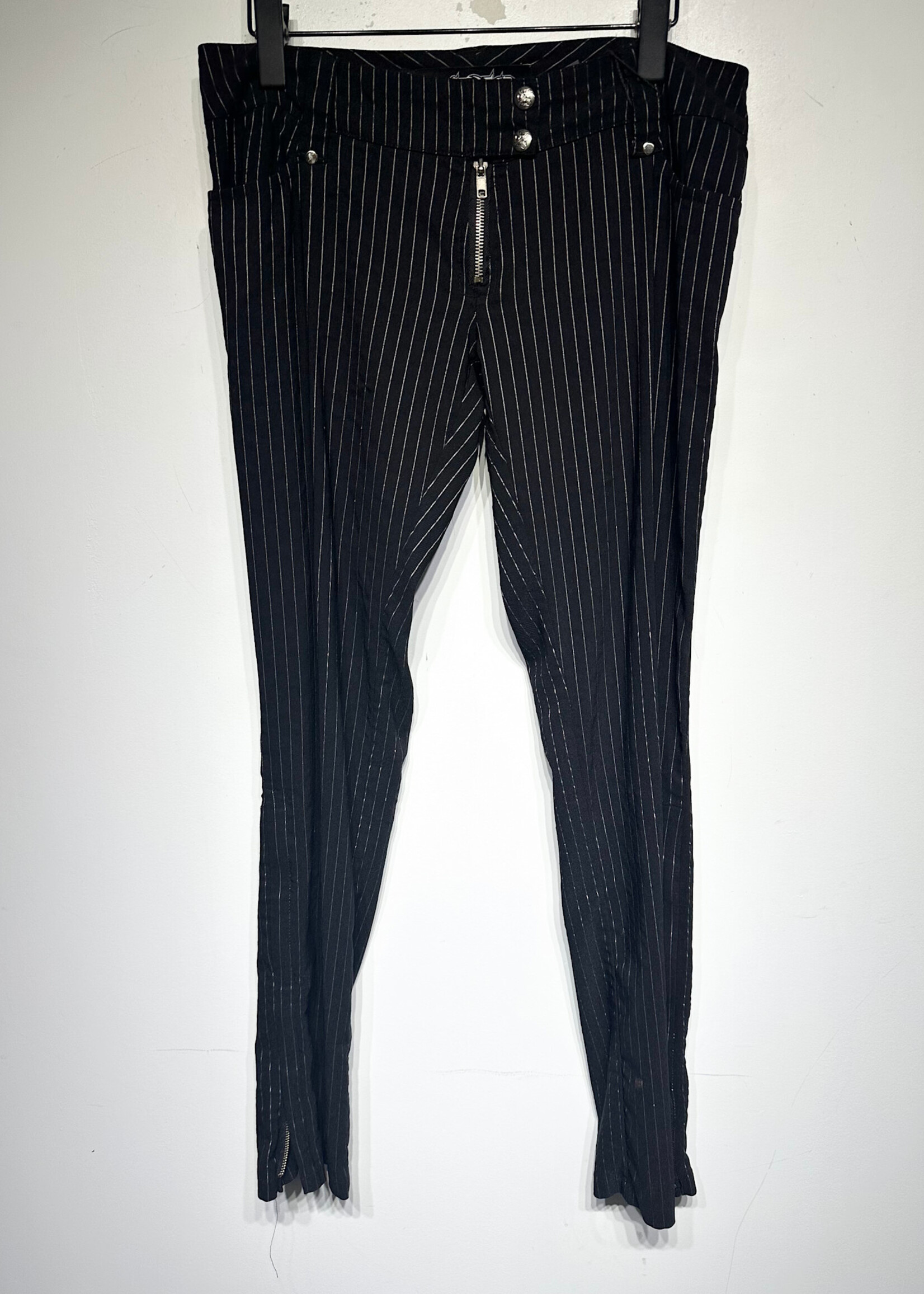 Lipservice Pinstripe Black Flares Side Zipper Detail Fem 32