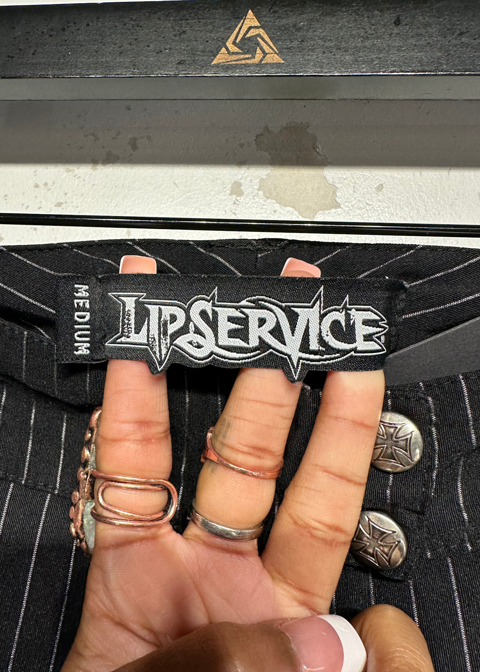 Lipservice Pinstripe Black Flares Side Zipper Detail Fem 32