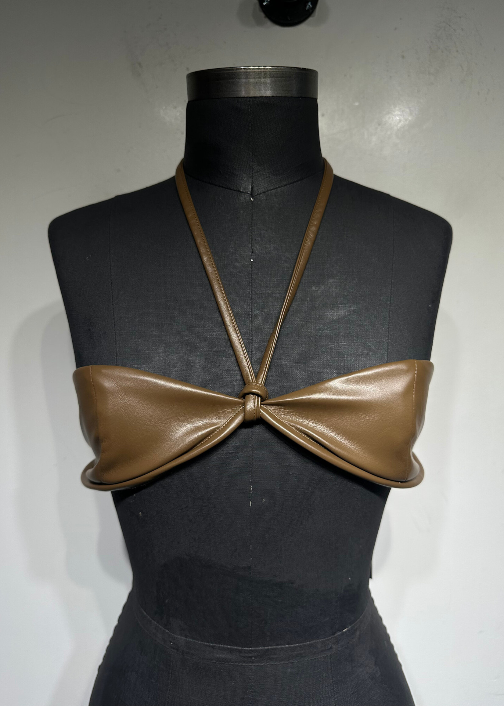 J Lux Label NWT Brown Faux Leather Bra S