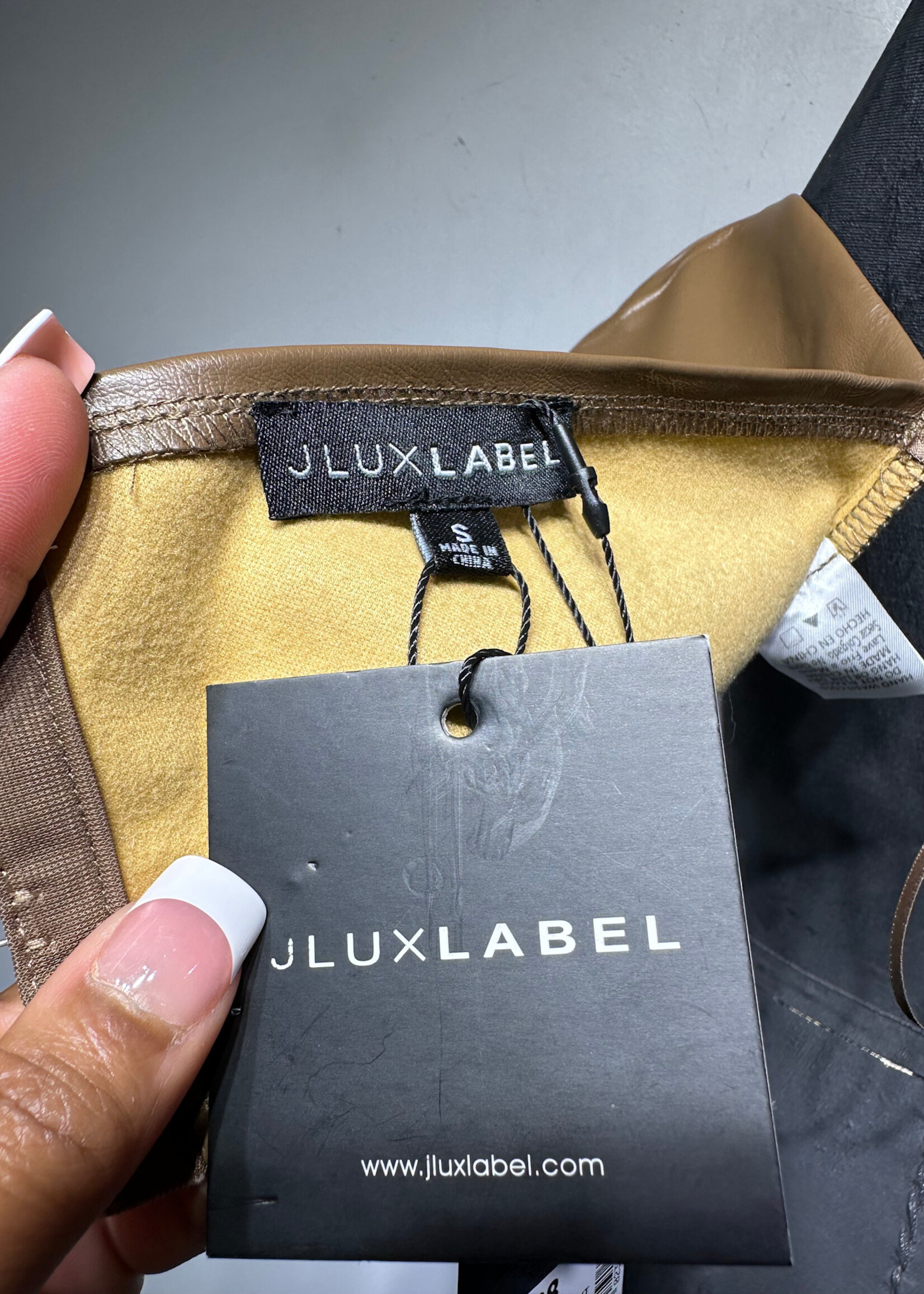 J Lux Label NWT Brown Faux Leather Bra S