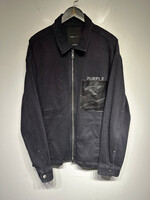 Purple Brand Black Denim Cut Off Logo Jacket Masc XL