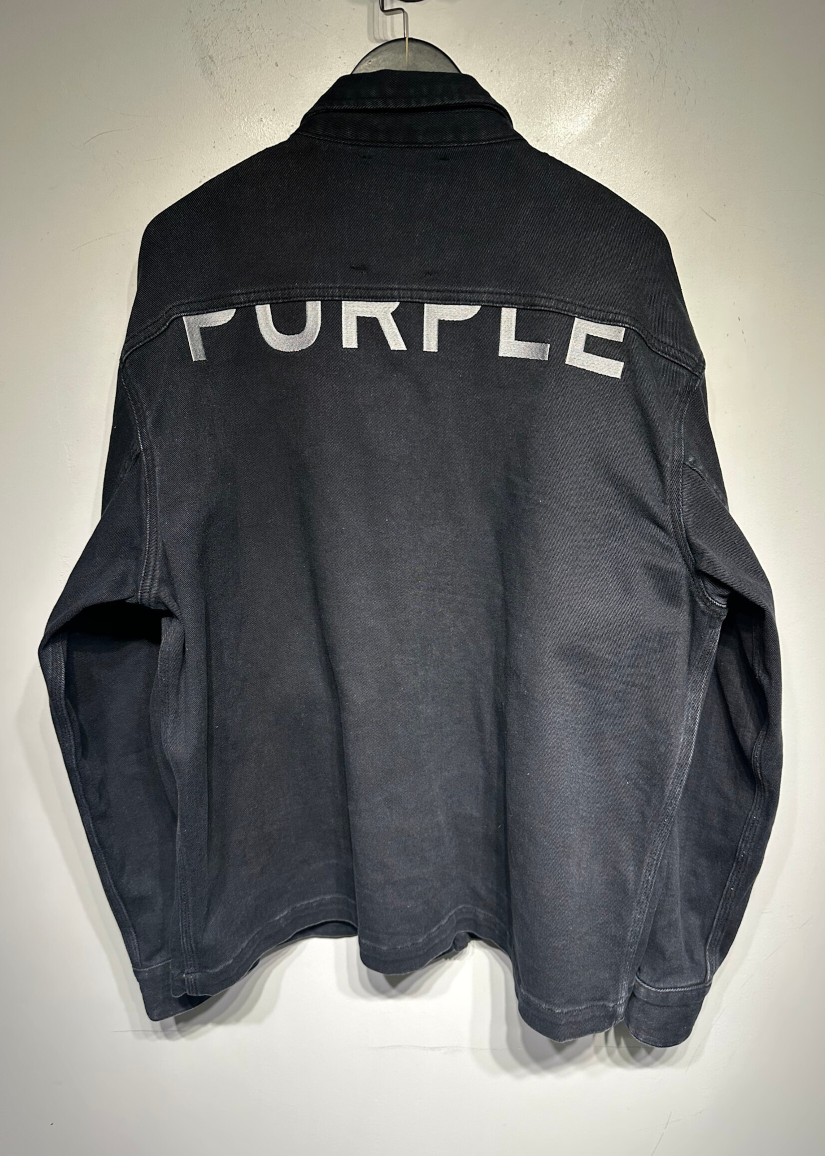 Purple Brand Black Denim Cut Off Logo Jacket Masc XL