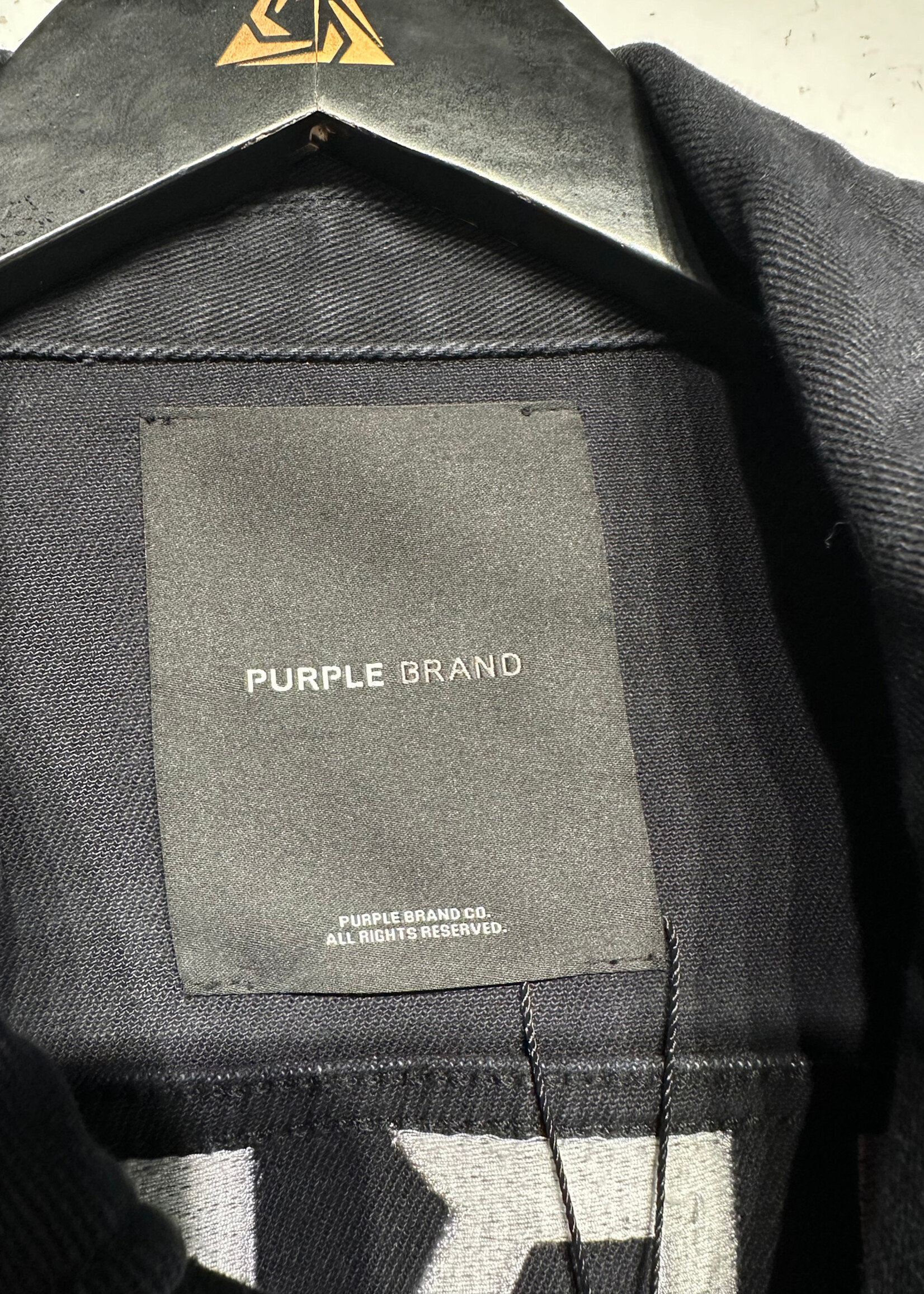 Purple Brand Black Denim Cut Off Logo Jacket Masc XL