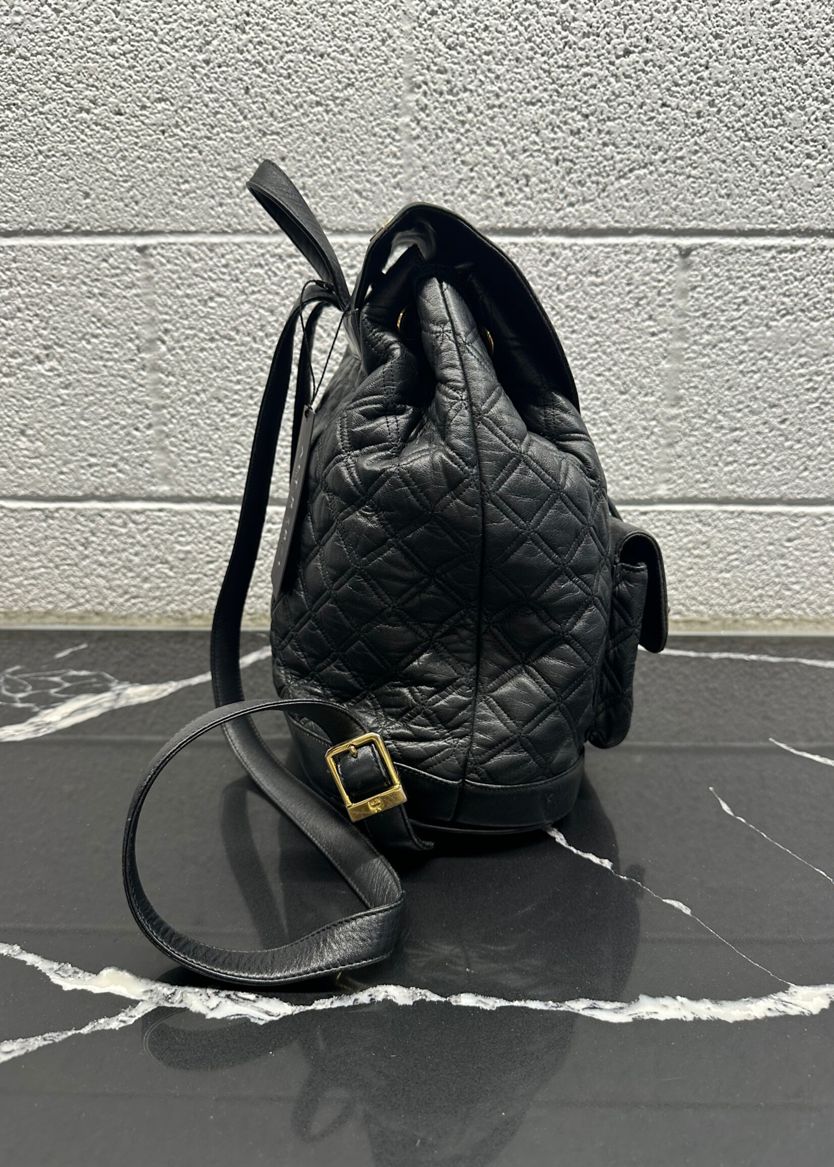 MCM Vintage Black Quilted Backpack