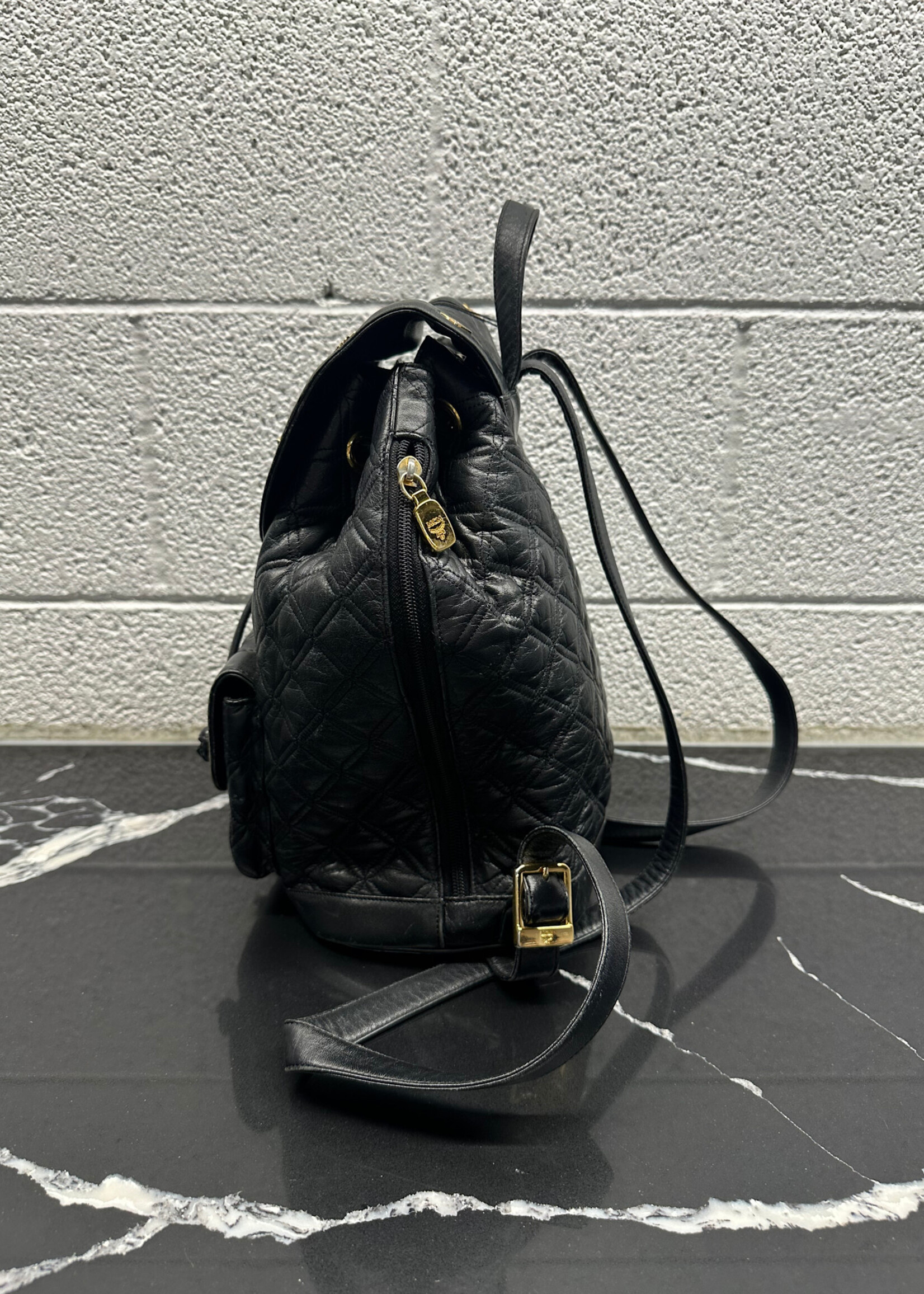 MCM Vintage Black Quilted Backpack