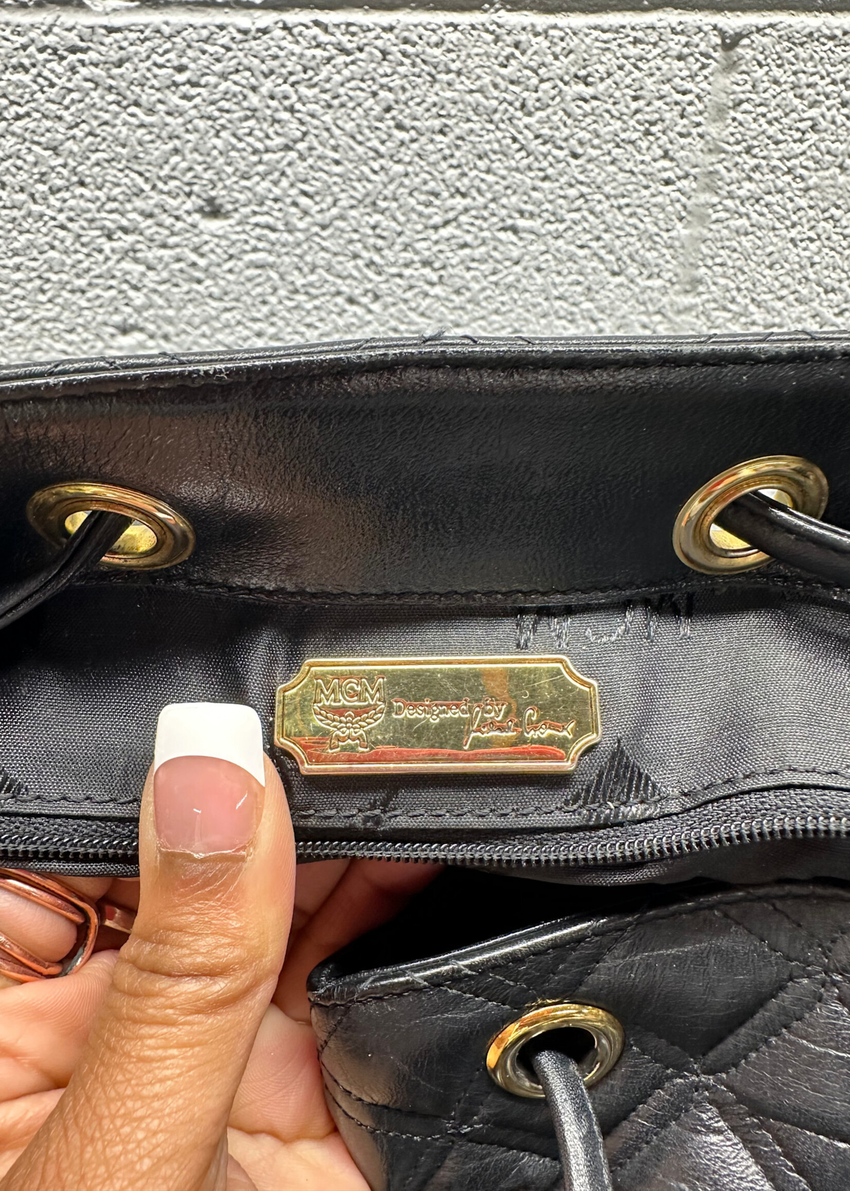 MCM Vintage Black Quilted Backpack