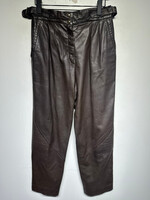 Escada Brown Leather Pleated Pants 28 Fem