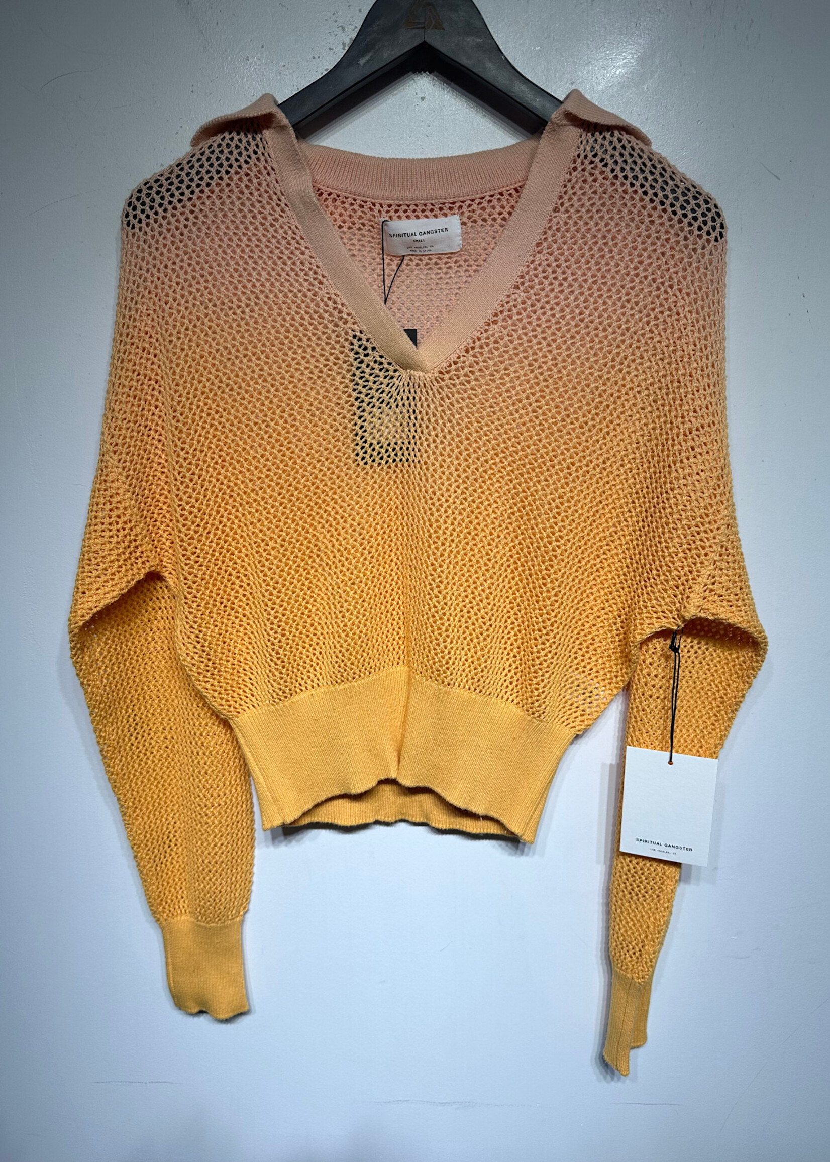 SPIRITUAL GANGSTER ORANGE CROCHET TOP S