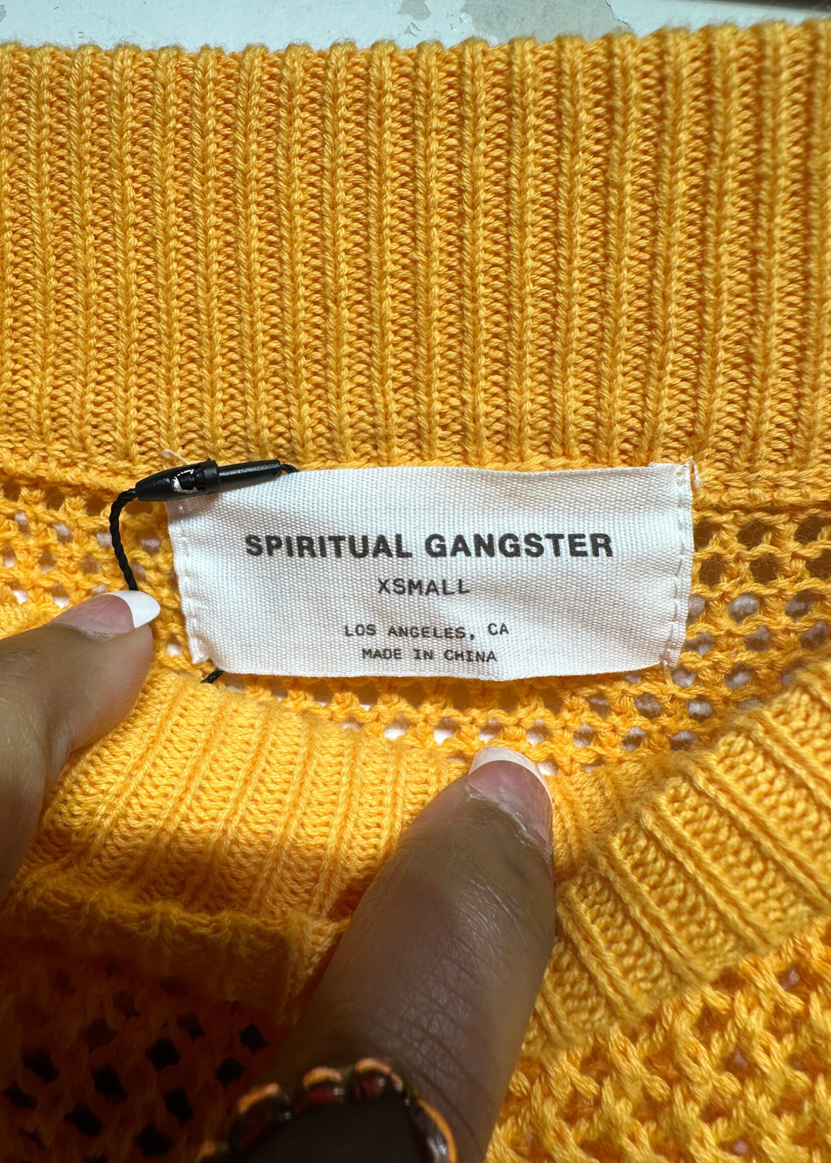 SPIRITUAL GANGSTER ORANGE CROCHET SKIRT XS