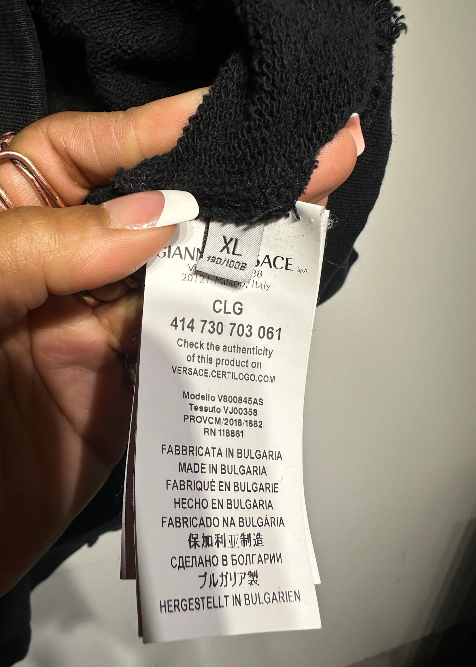 Versace Collection Black Net Shoulder Hoodie Masc XL