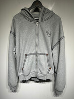 True Religion Grey Black Stitch Zip Hoodie Masc XL
