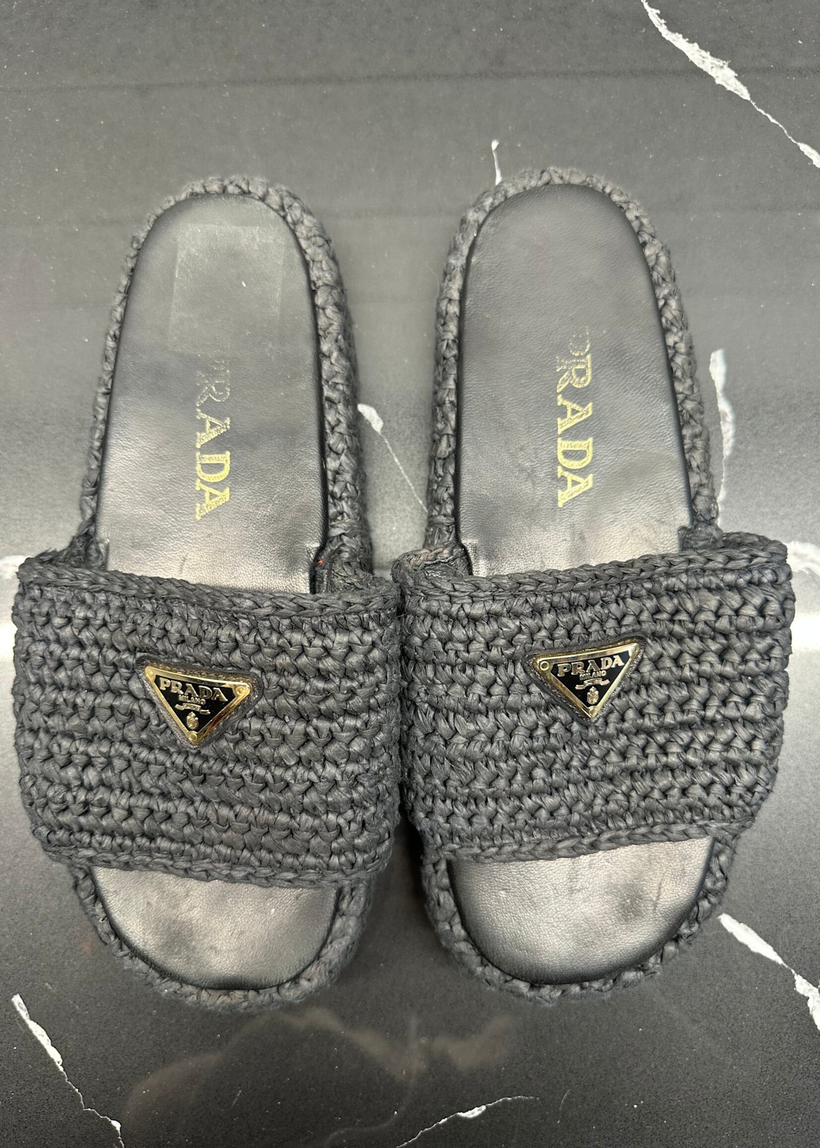 Prada Black Woven Slide