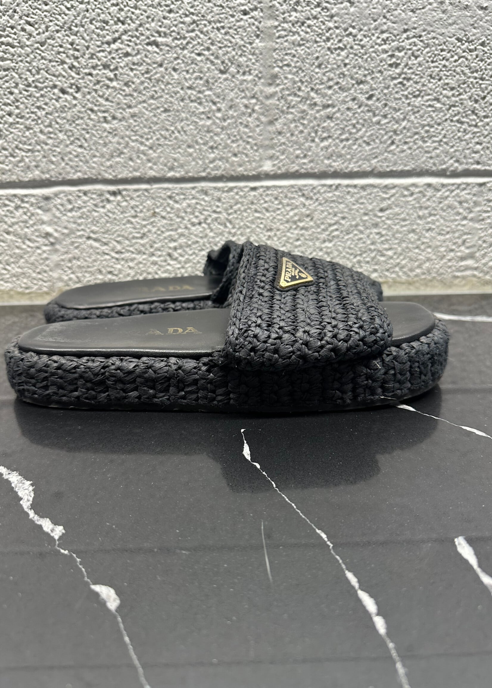 Prada Black Woven Slide