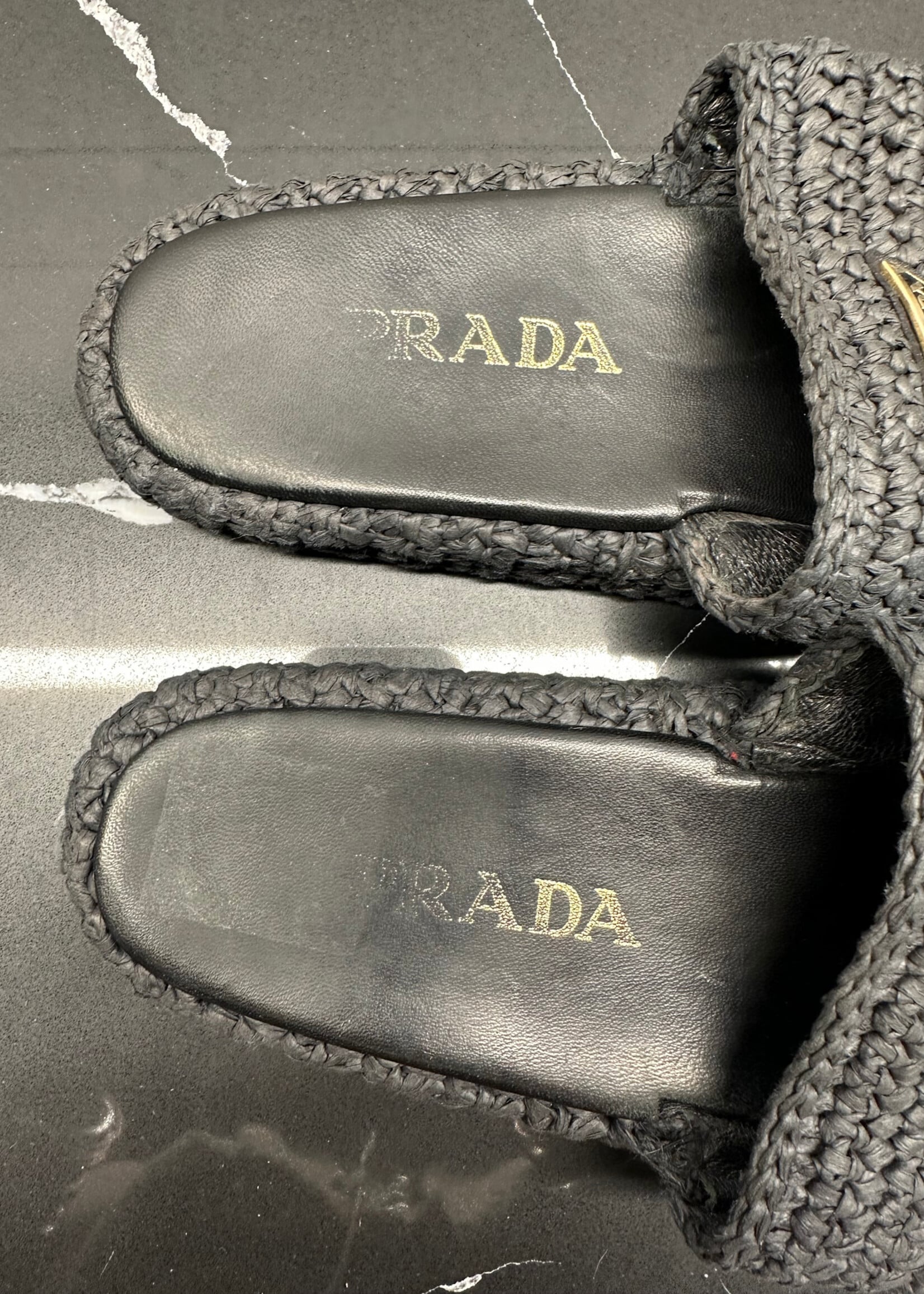 Prada Black Woven Slide