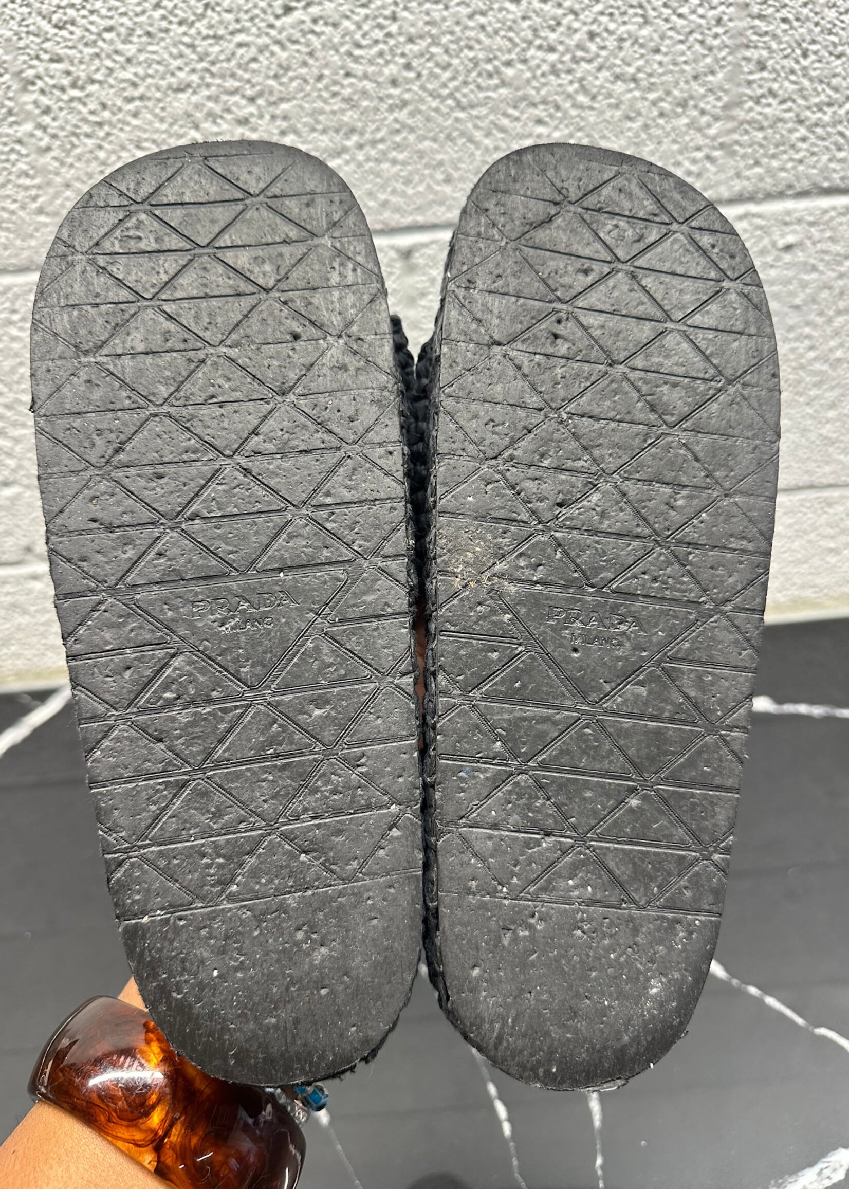 Prada Black Woven Slide
