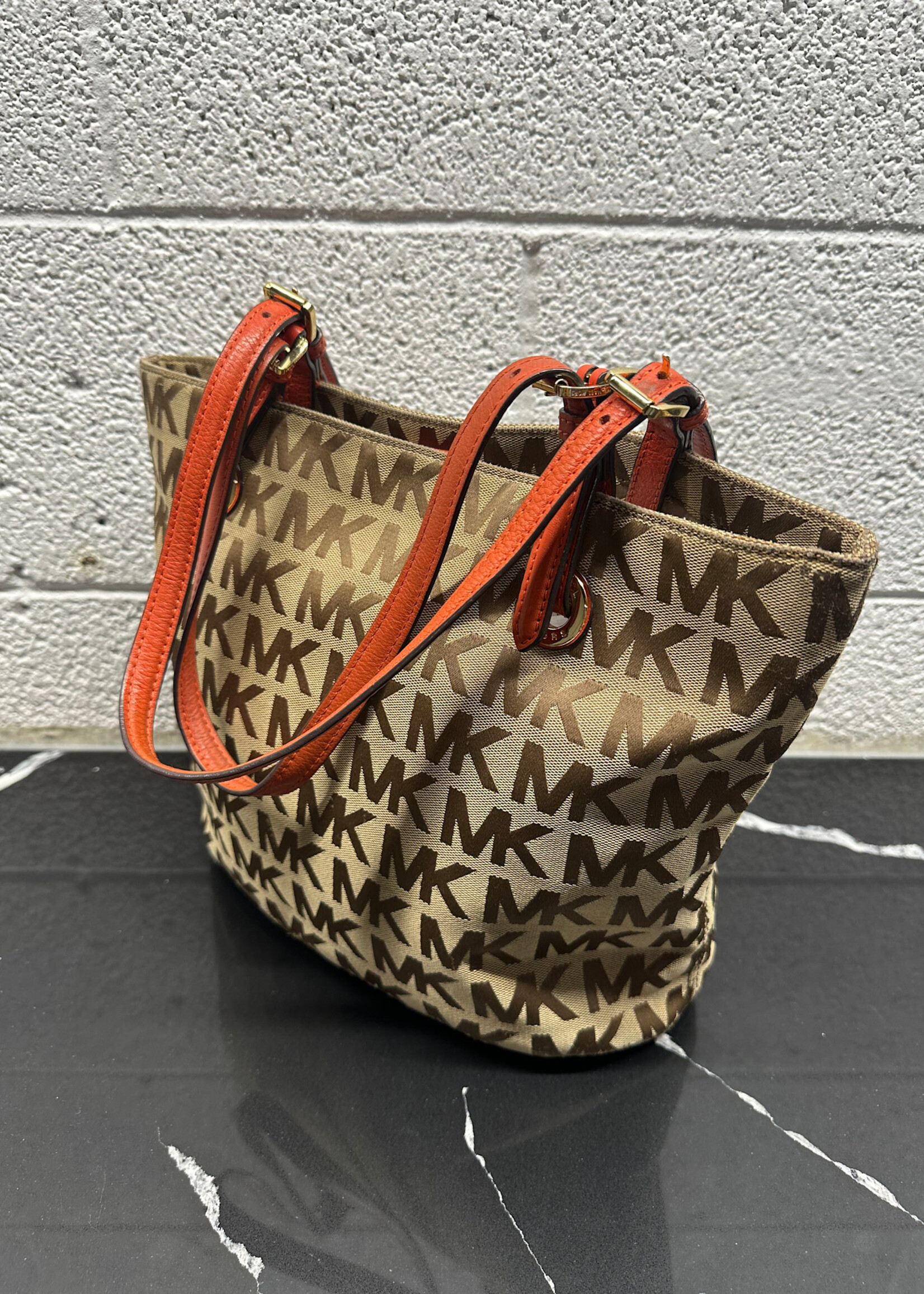 MK MONOGRAM ORANGE STRAP SHOULDER BAG