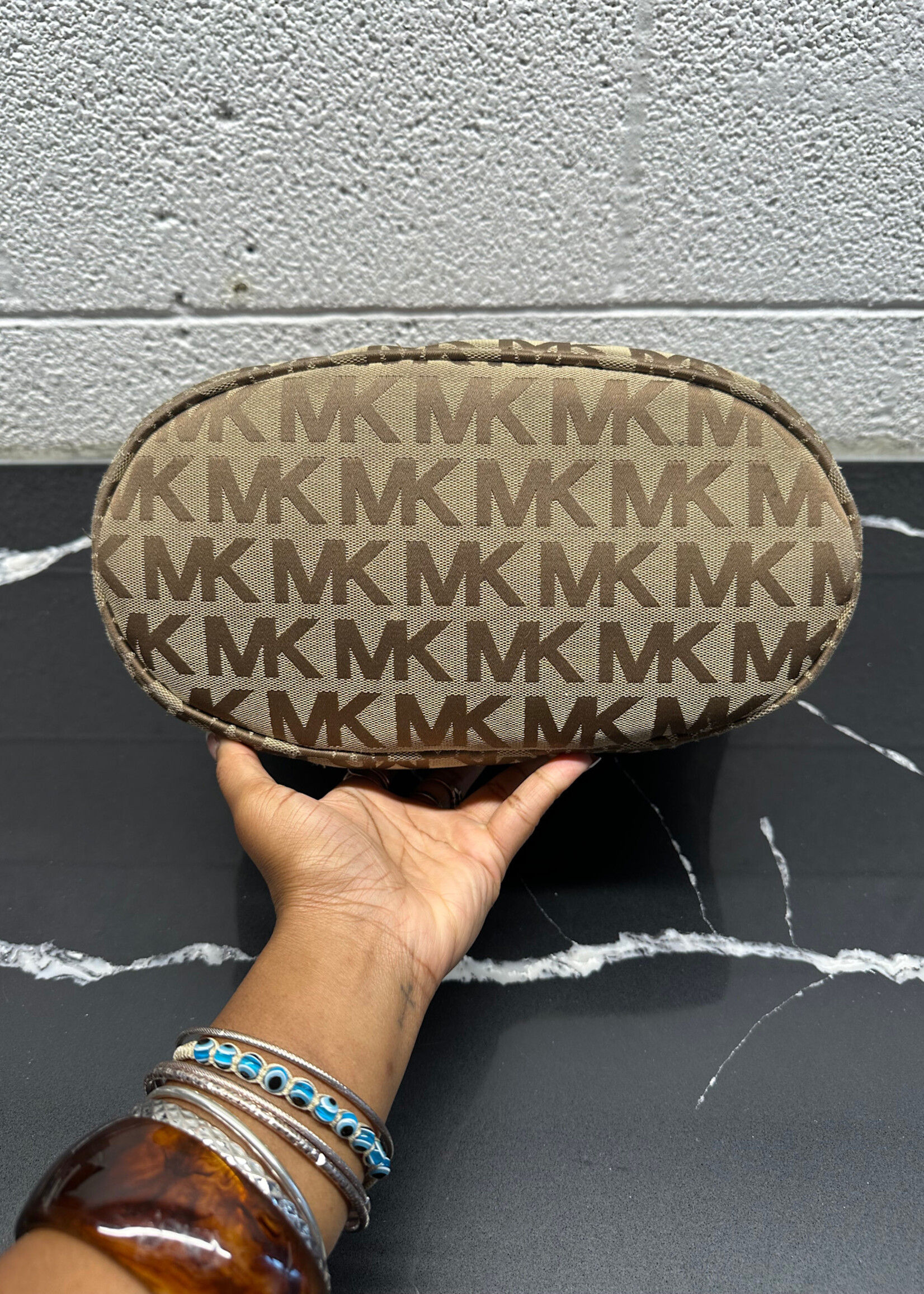 MK MONOGRAM ORANGE STRAP SHOULDER BAG