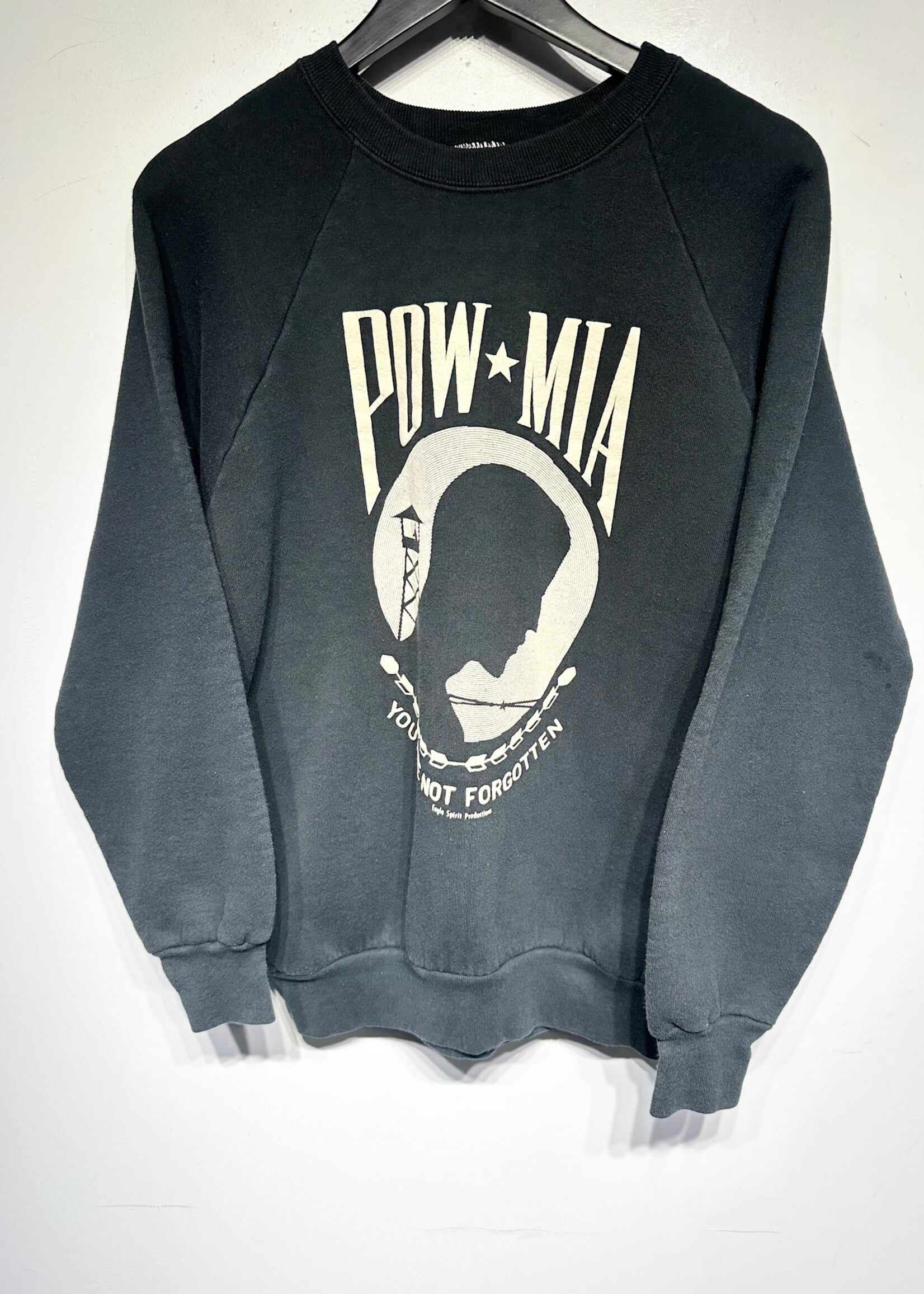 POW MIA Black Vintage Sweater L