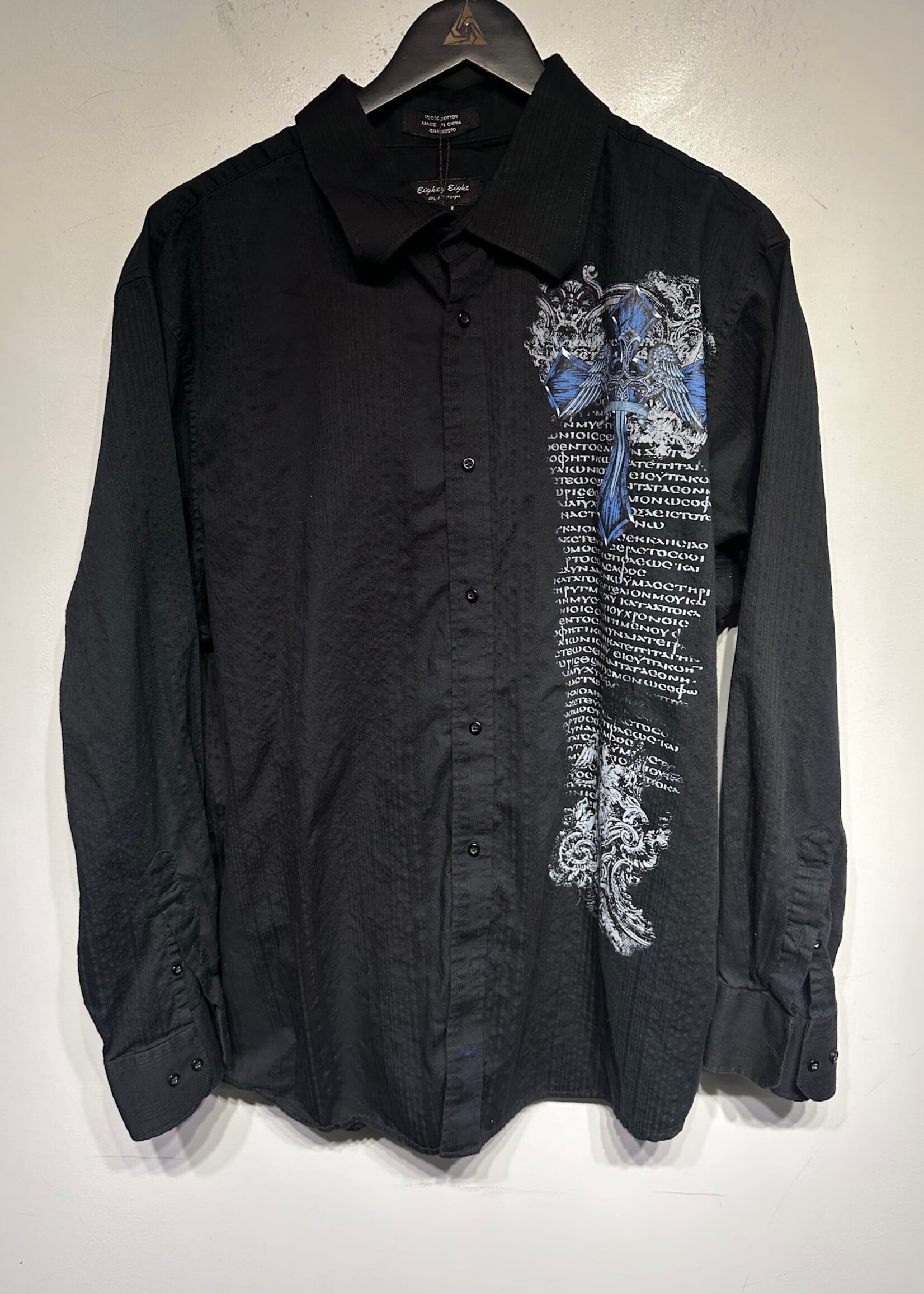 Eighty Eight Platnium Blue Cross Black Y2K B/U Shirt XXL