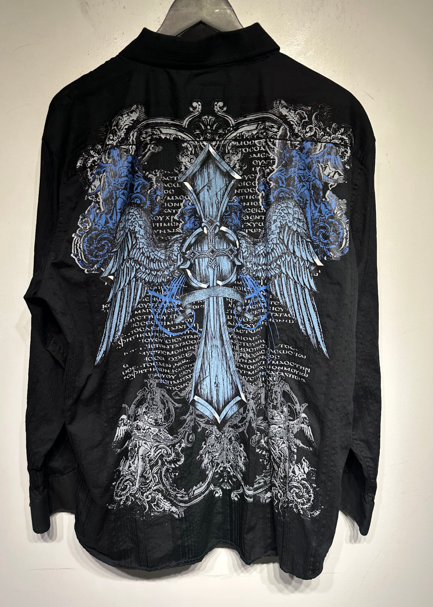 Eighty Eight Platnium Blue Cross Black Y2K B/U Shirt XXL