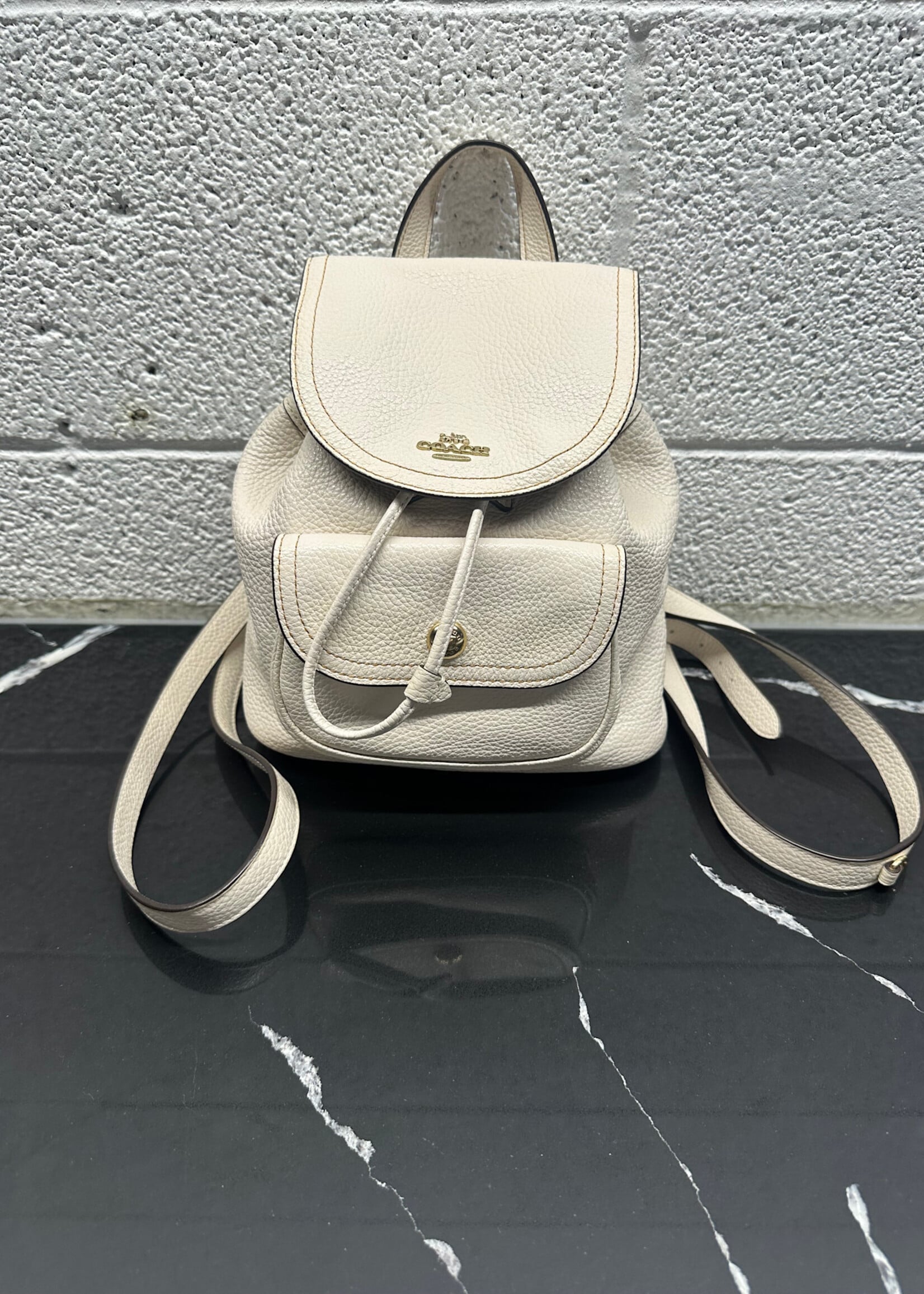 Coach White Leather Mini Backpack W/ Wallet