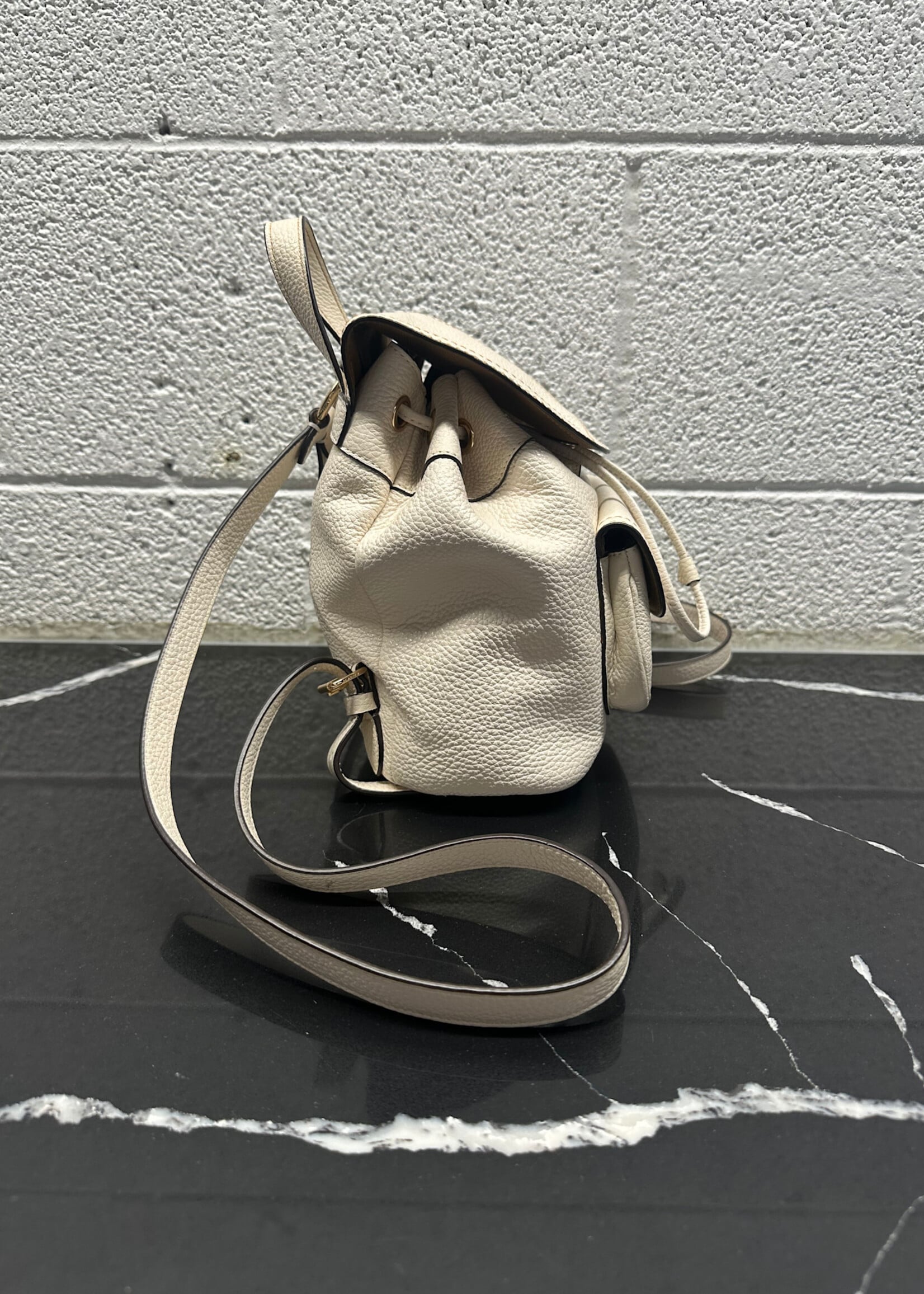 Coach White Leather Mini Backpack W/ Wallet