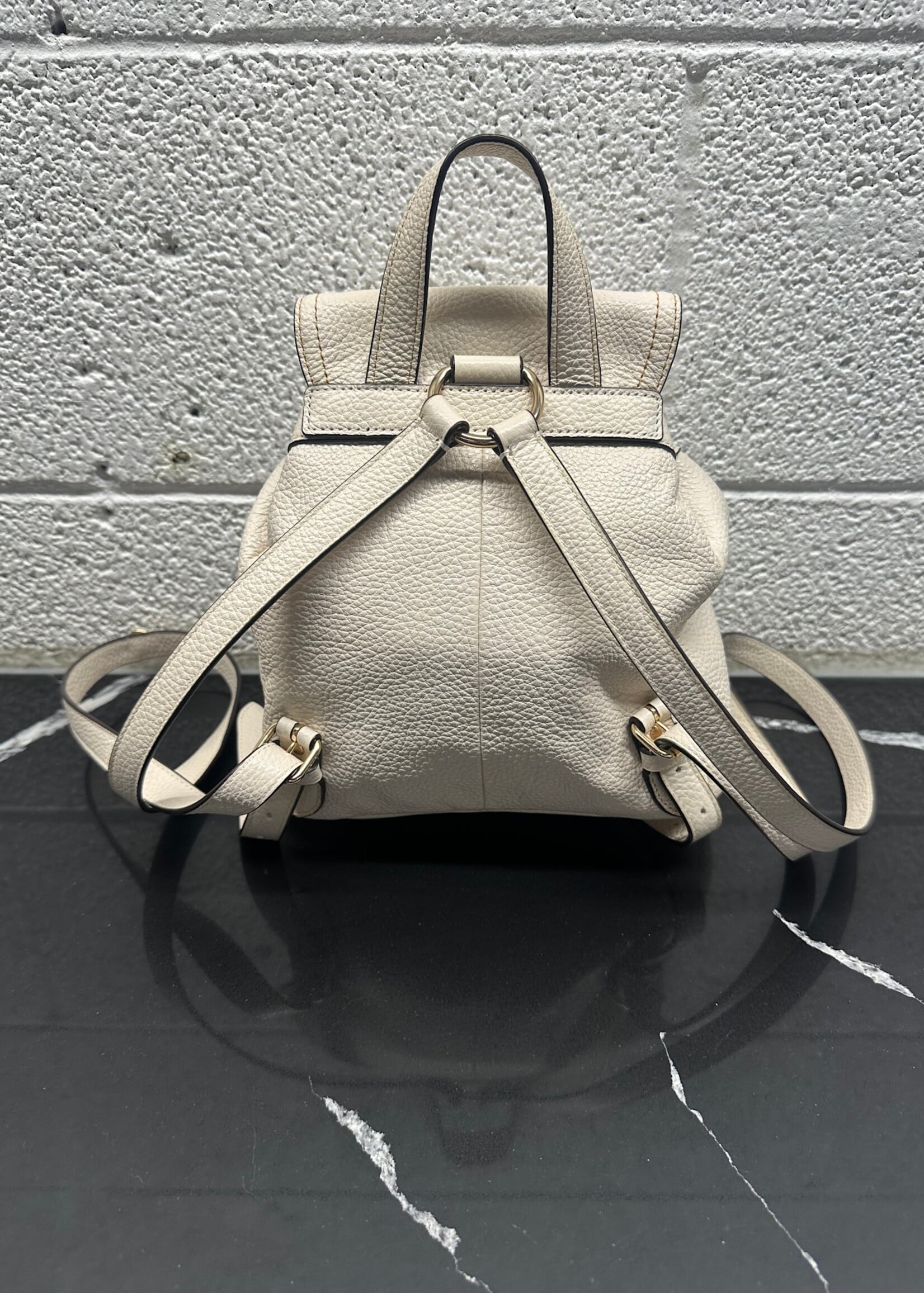Coach White Leather Mini Backpack W/ Wallet