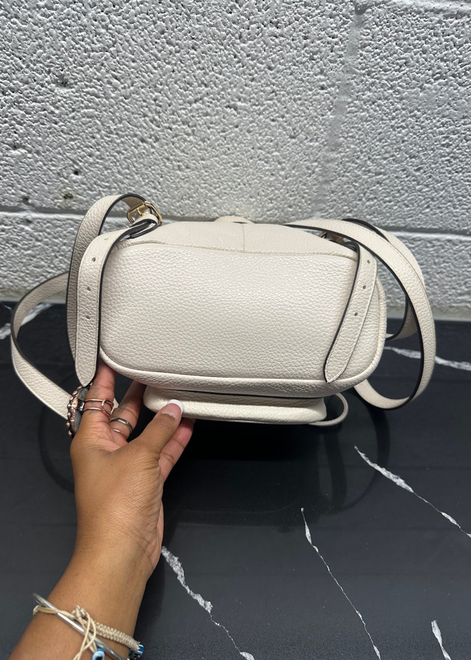 Coach White Leather Mini Backpack W/ Wallet