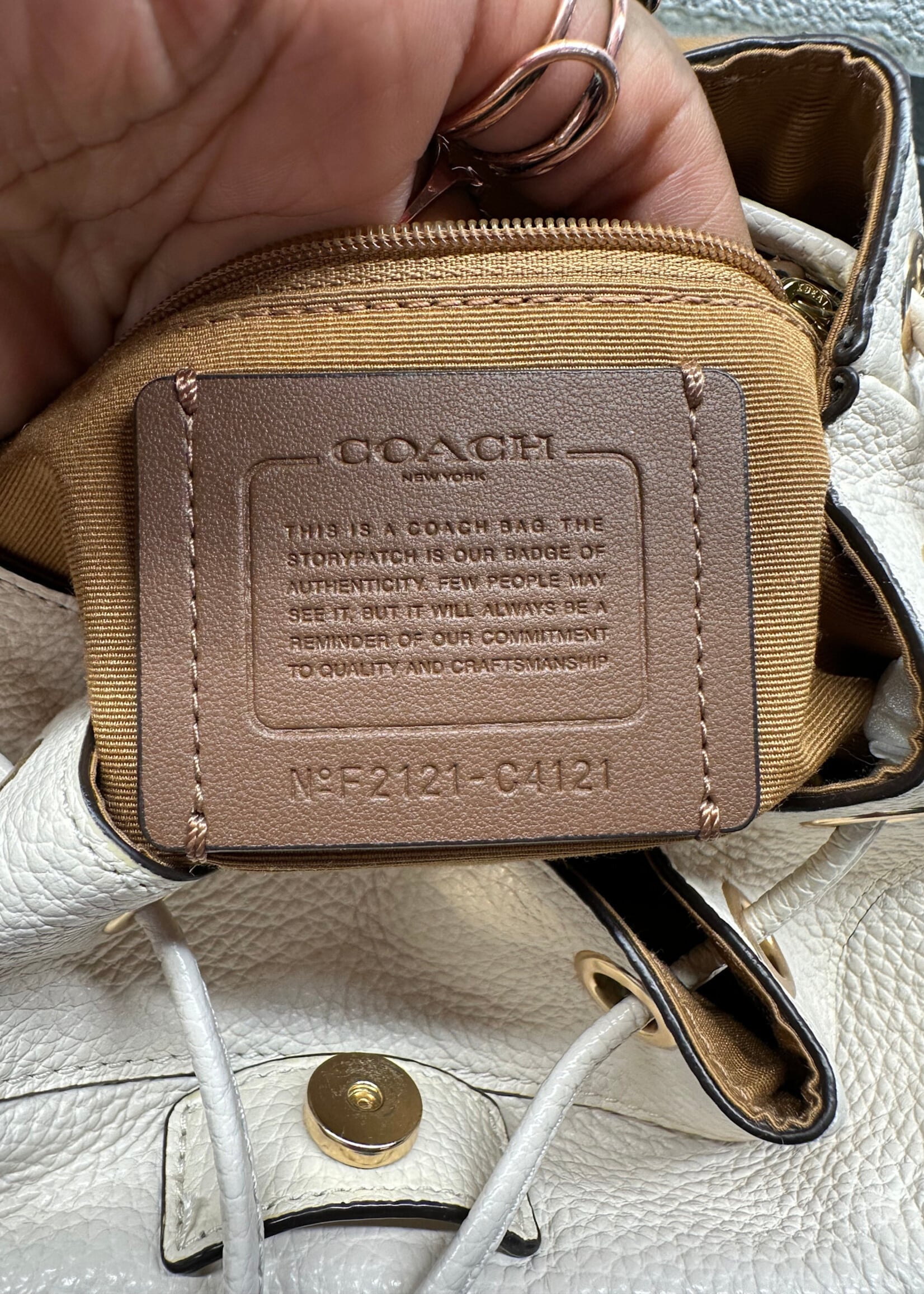 Coach White Leather Mini Backpack W/ Wallet