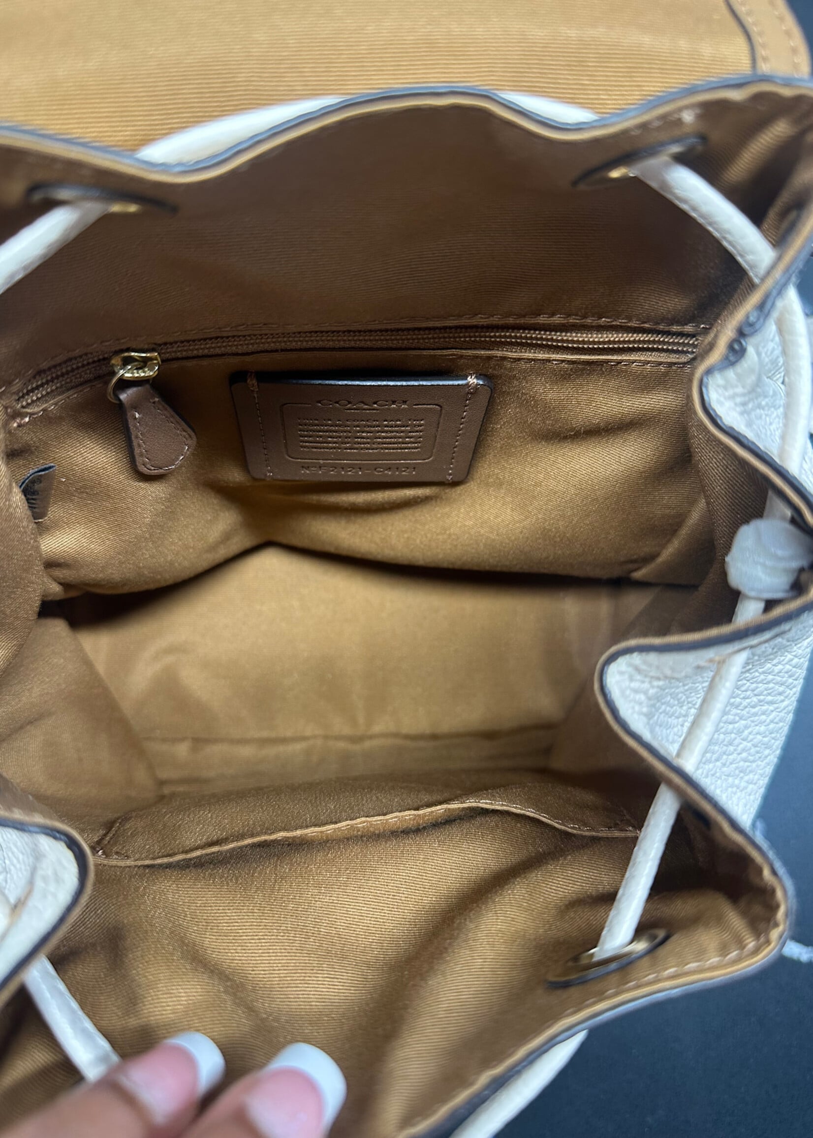 Coach White Leather Mini Backpack W/ Wallet