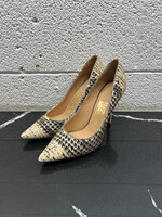 Ferragamo Black Beige Printed Heel 6.5