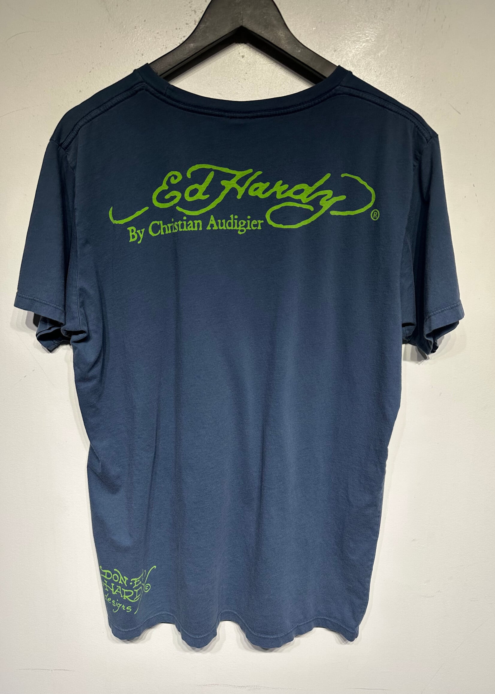 Ed Hardy Y2K Black Panther Navy Tee Masc L
