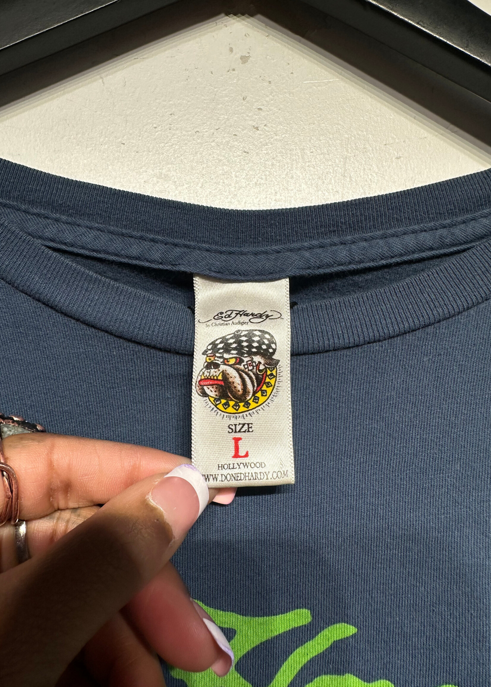 Ed Hardy Y2K Black Panther Navy Tee Masc L