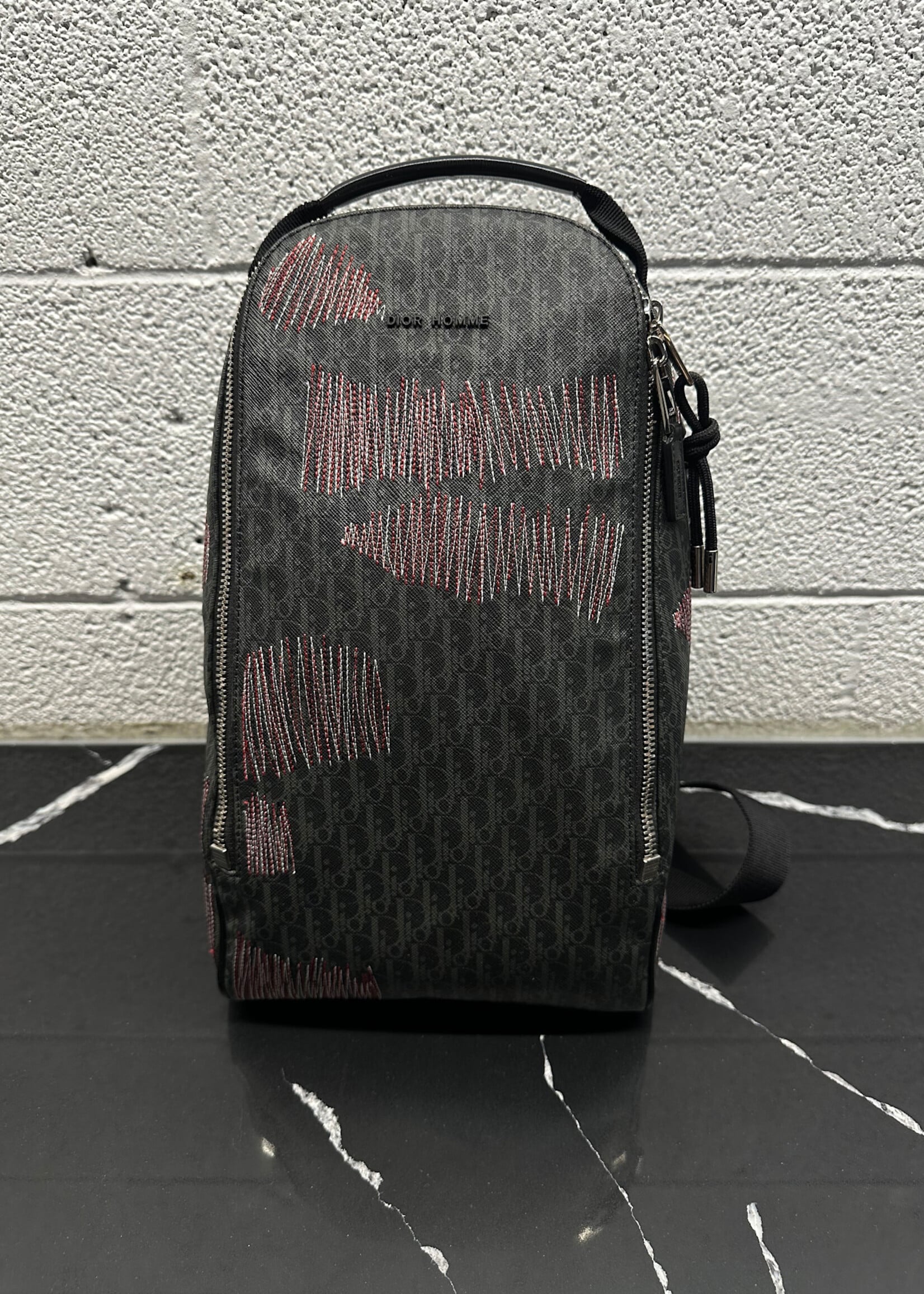 Dior Red Stitch Trotter Monogram Crossbody