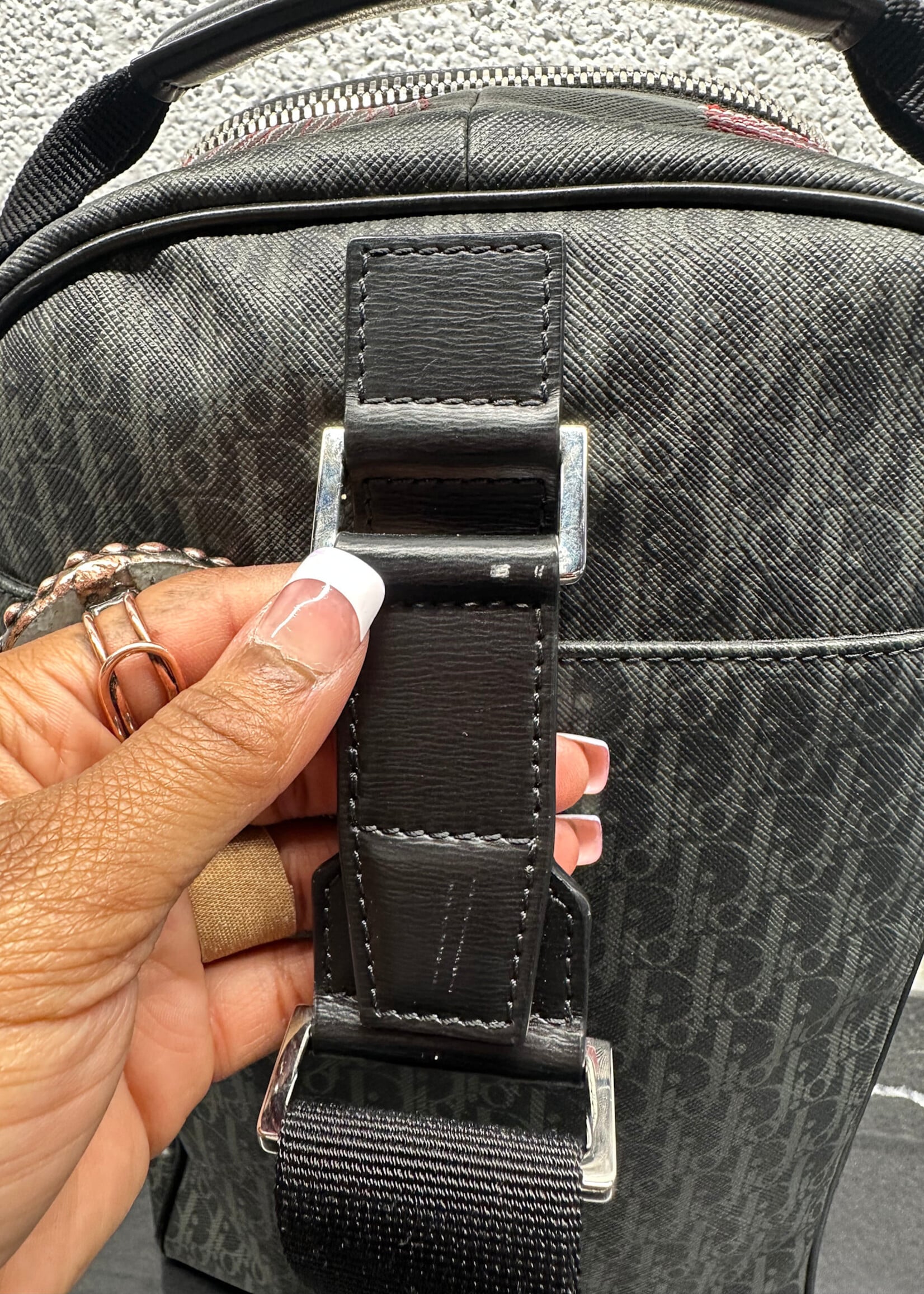 Dior Red Stitch Trotter Monogram Crossbody