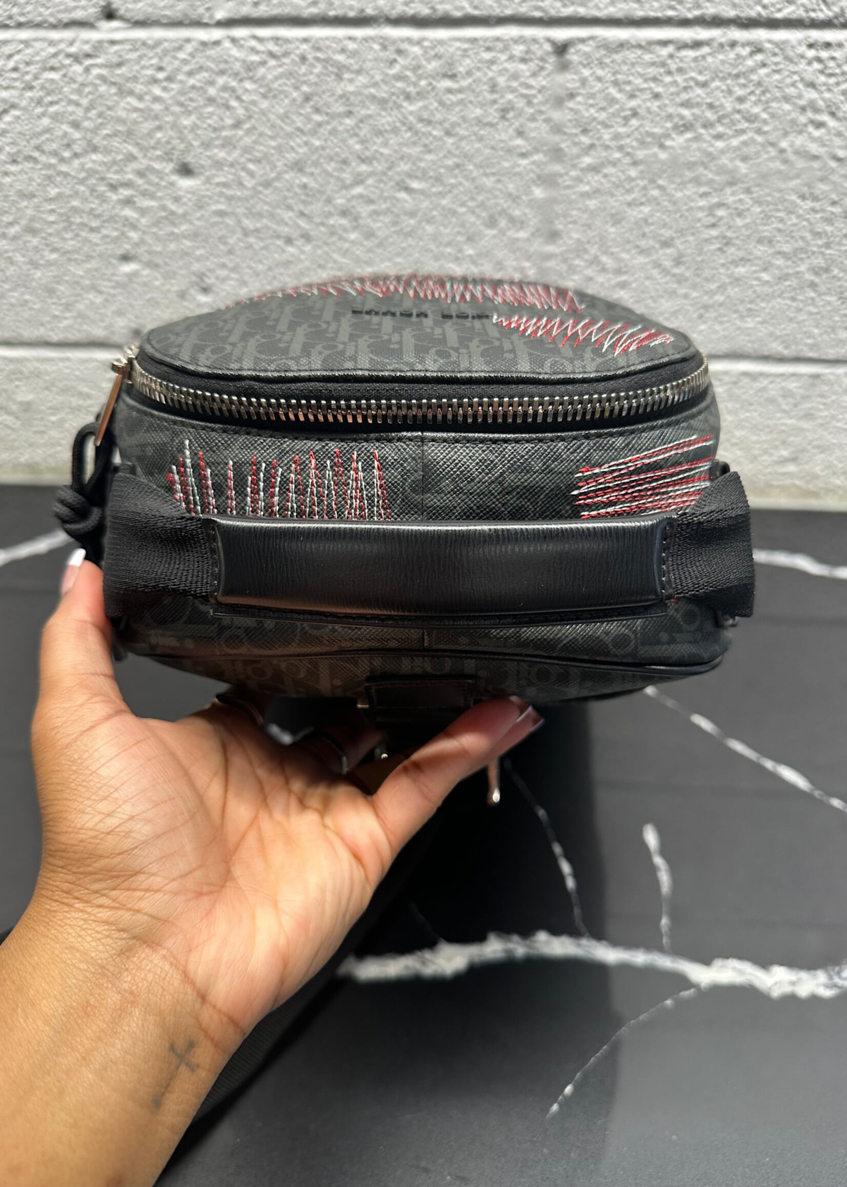 Dior Red Stitch Trotter Monogram Crossbody