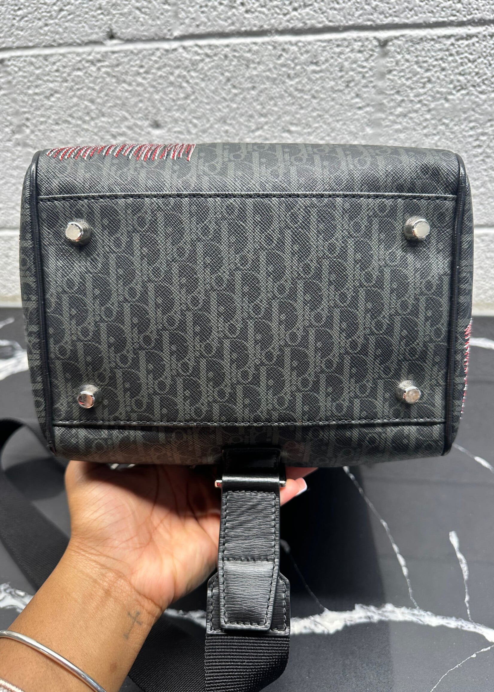 Dior Red Stitch Trotter Monogram Crossbody