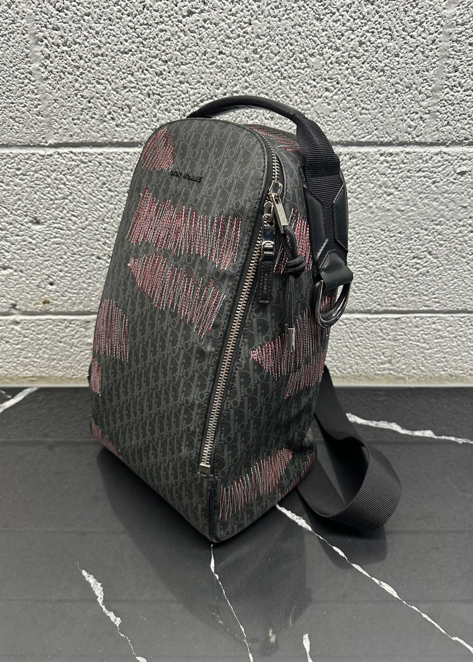 Dior Red Stitch Trotter Monogram Crossbody