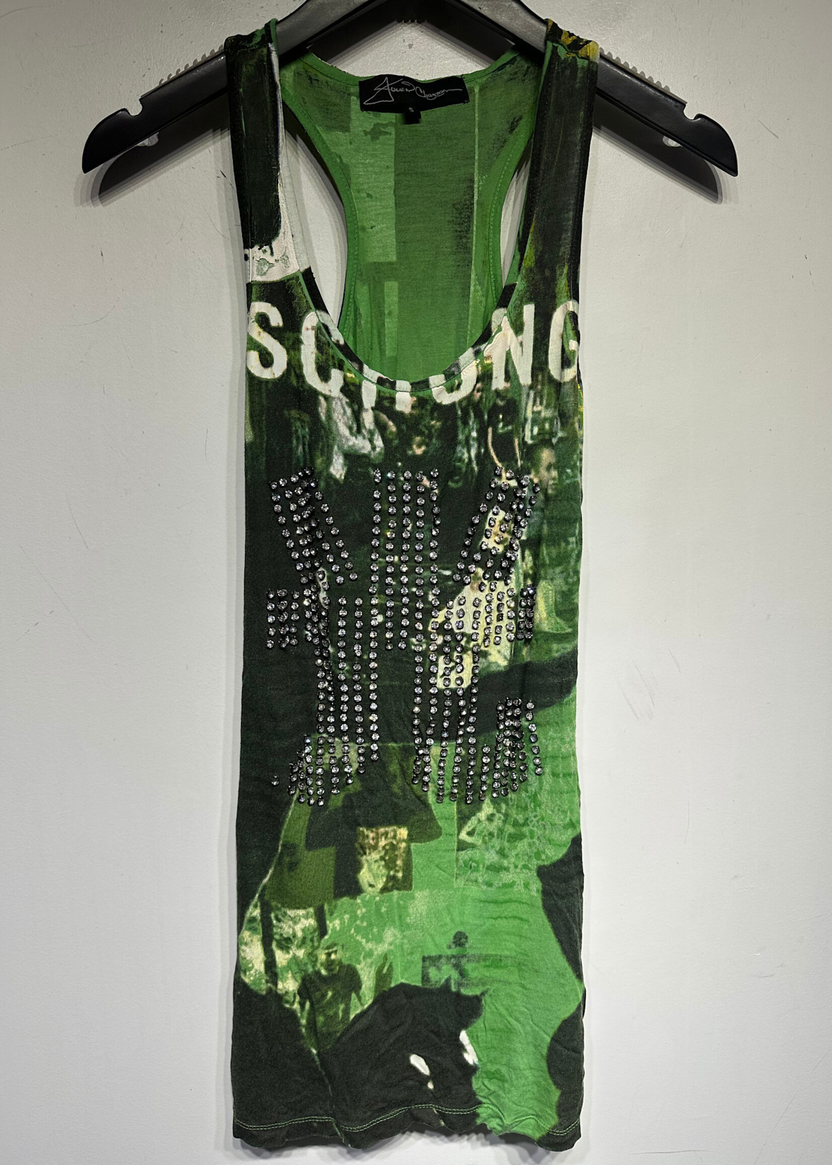 Jolie Y2K Green Rhinestone Tank S