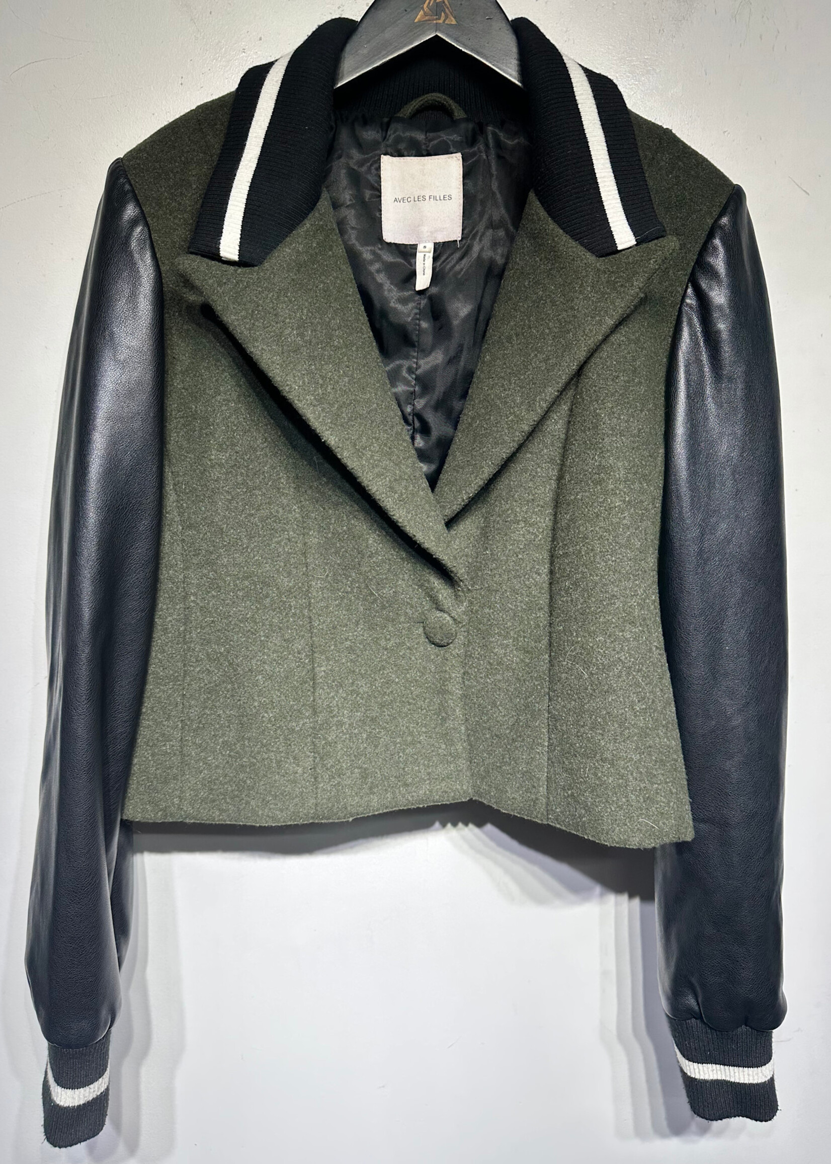 Avec Lis Filles Green Varsity Style Jacket Fem S