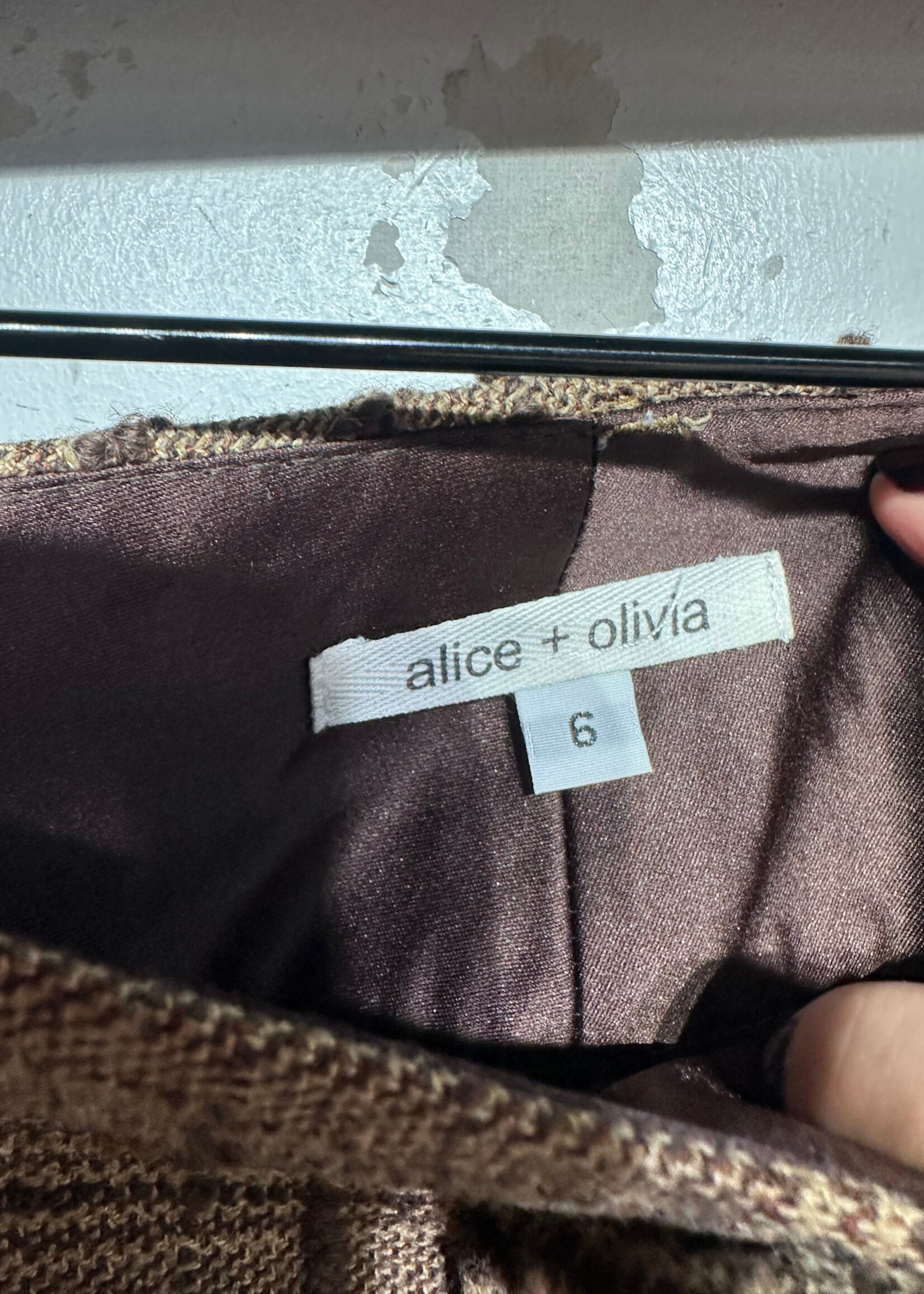 Alice + Olivia Brown Tweed Pants Fem 30