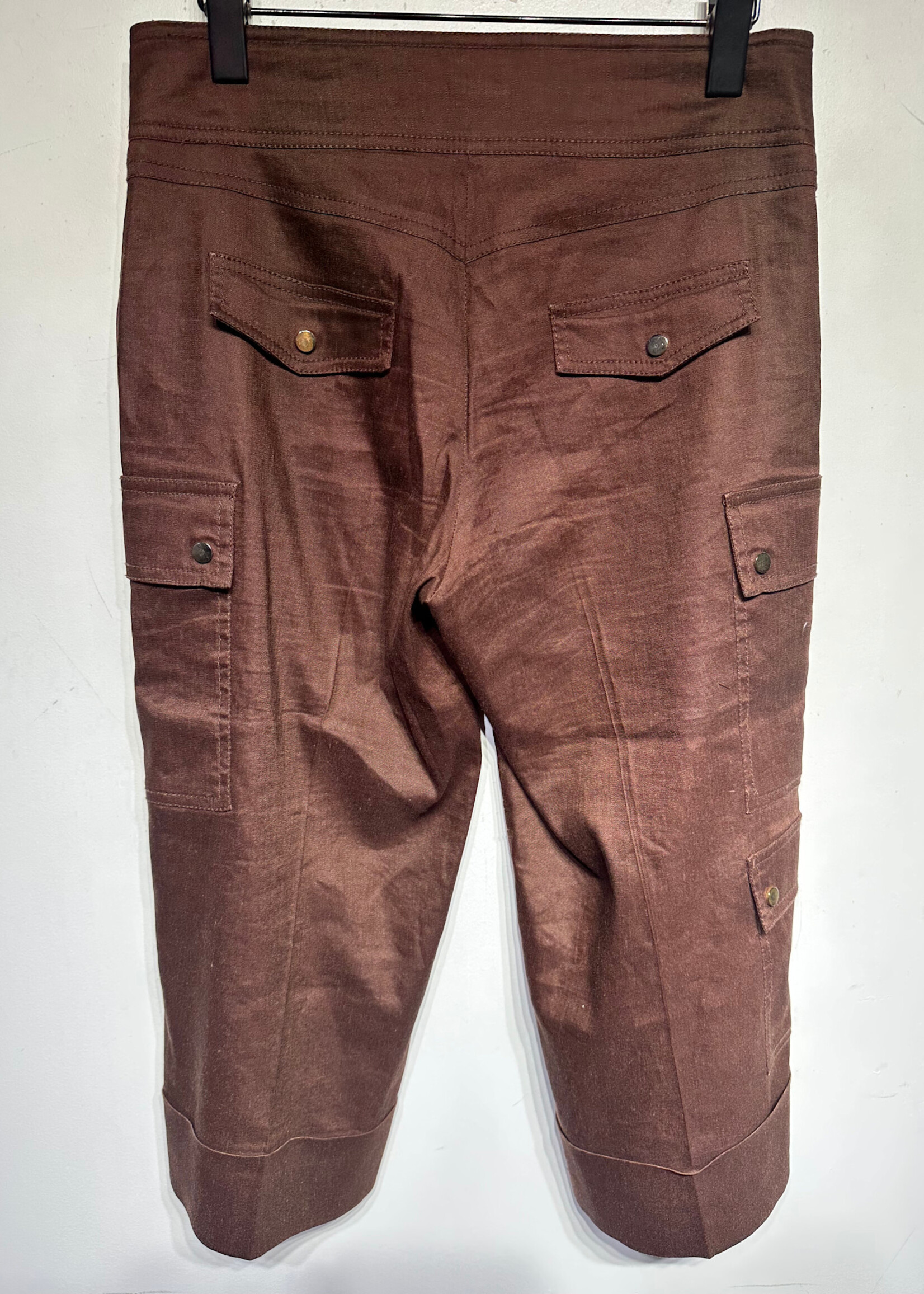 Cache Brown Linen Cargo Capris Fem 29