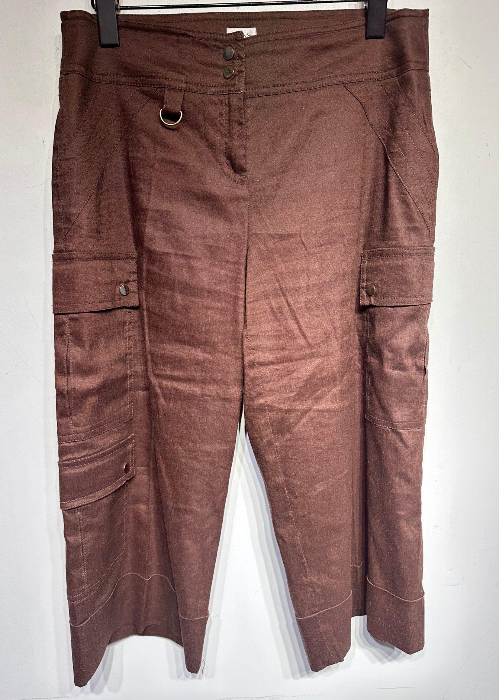 Cache Brown Linen Cargo Capris Fem 29